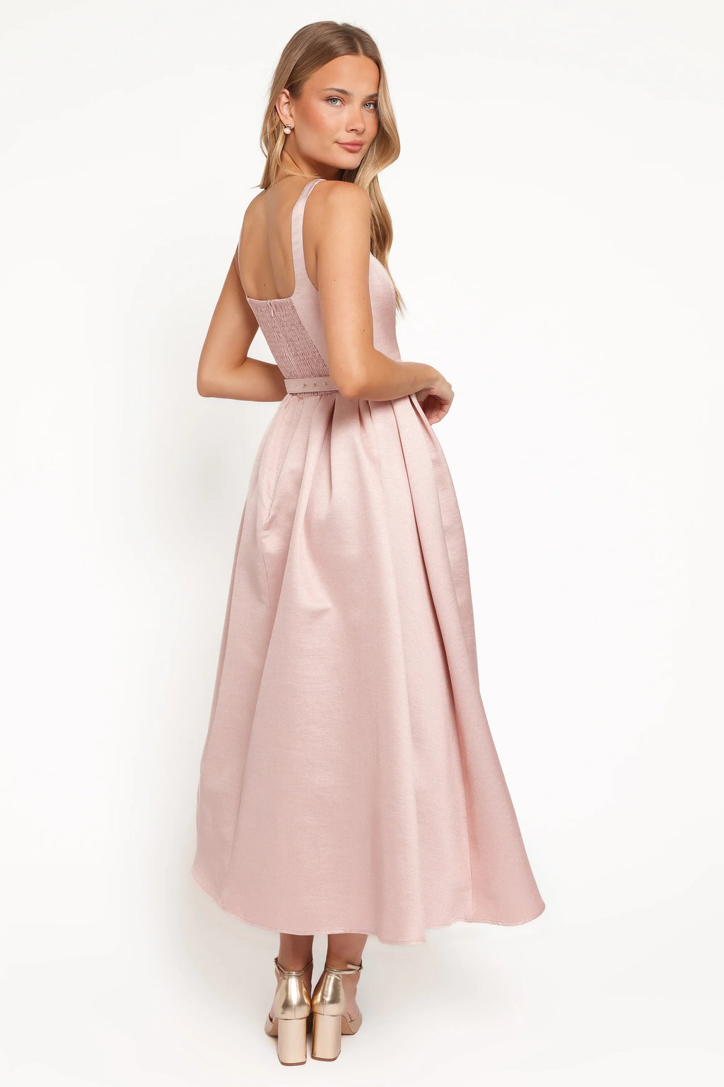 Robe midi Augustine – Rose poudré