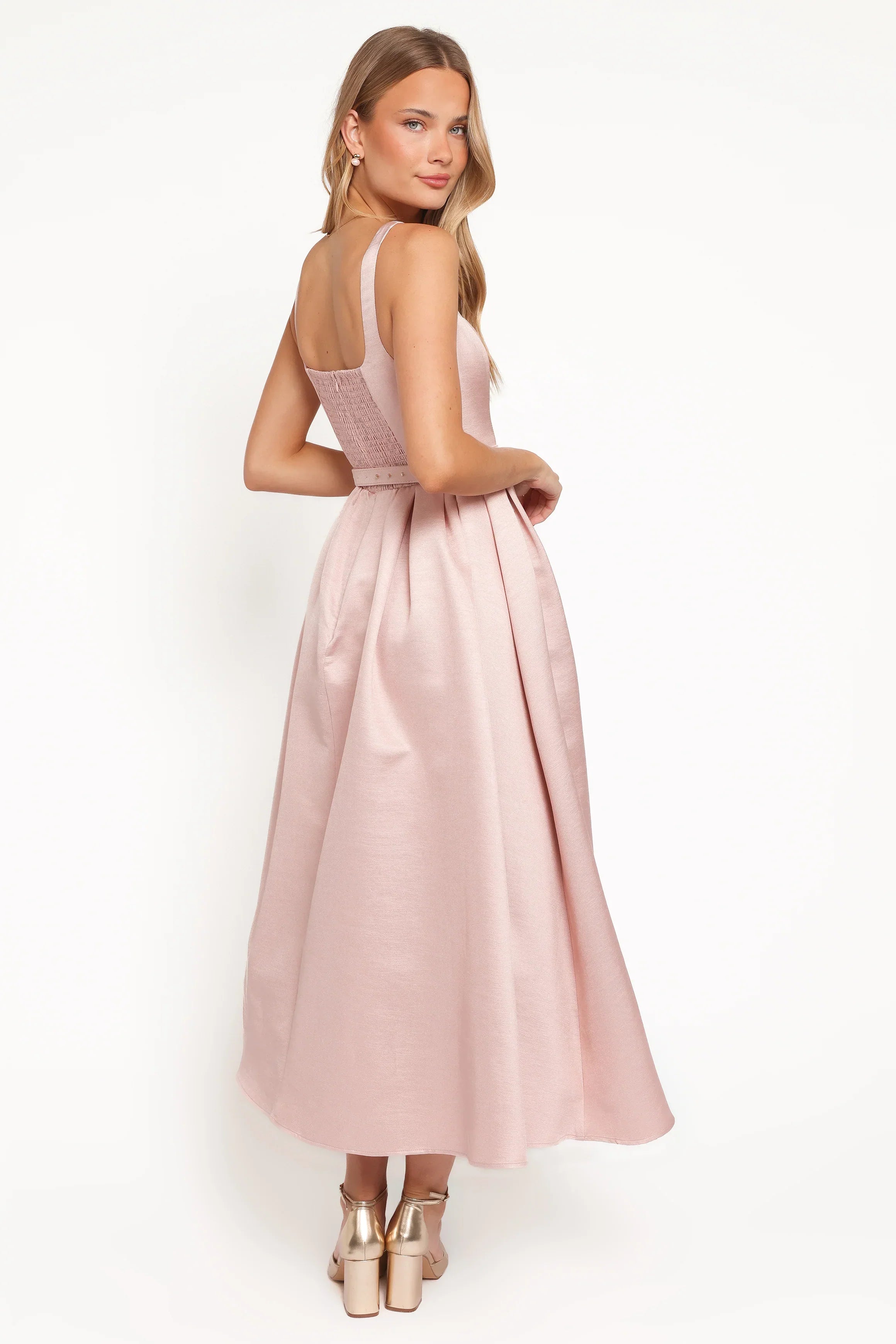 Robe midi Augustine – Rose poudré