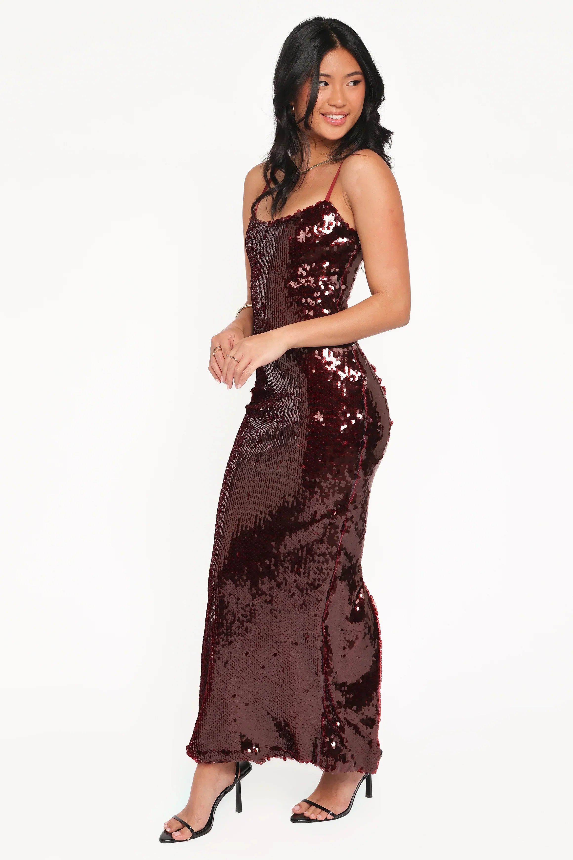 Robe midi à sequins Orlena - Bourgogne