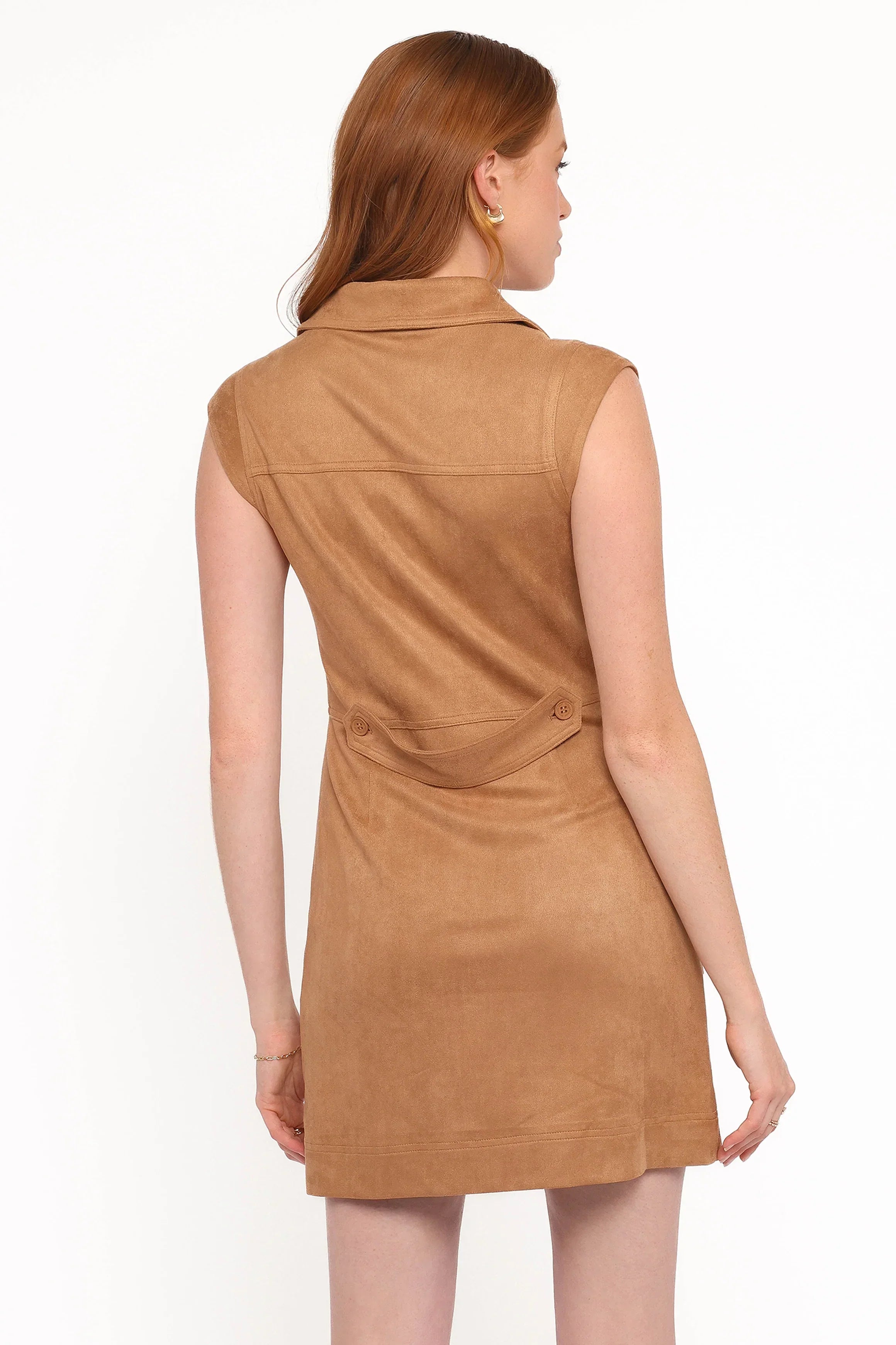Robe courte en suédine Xoey - Camel