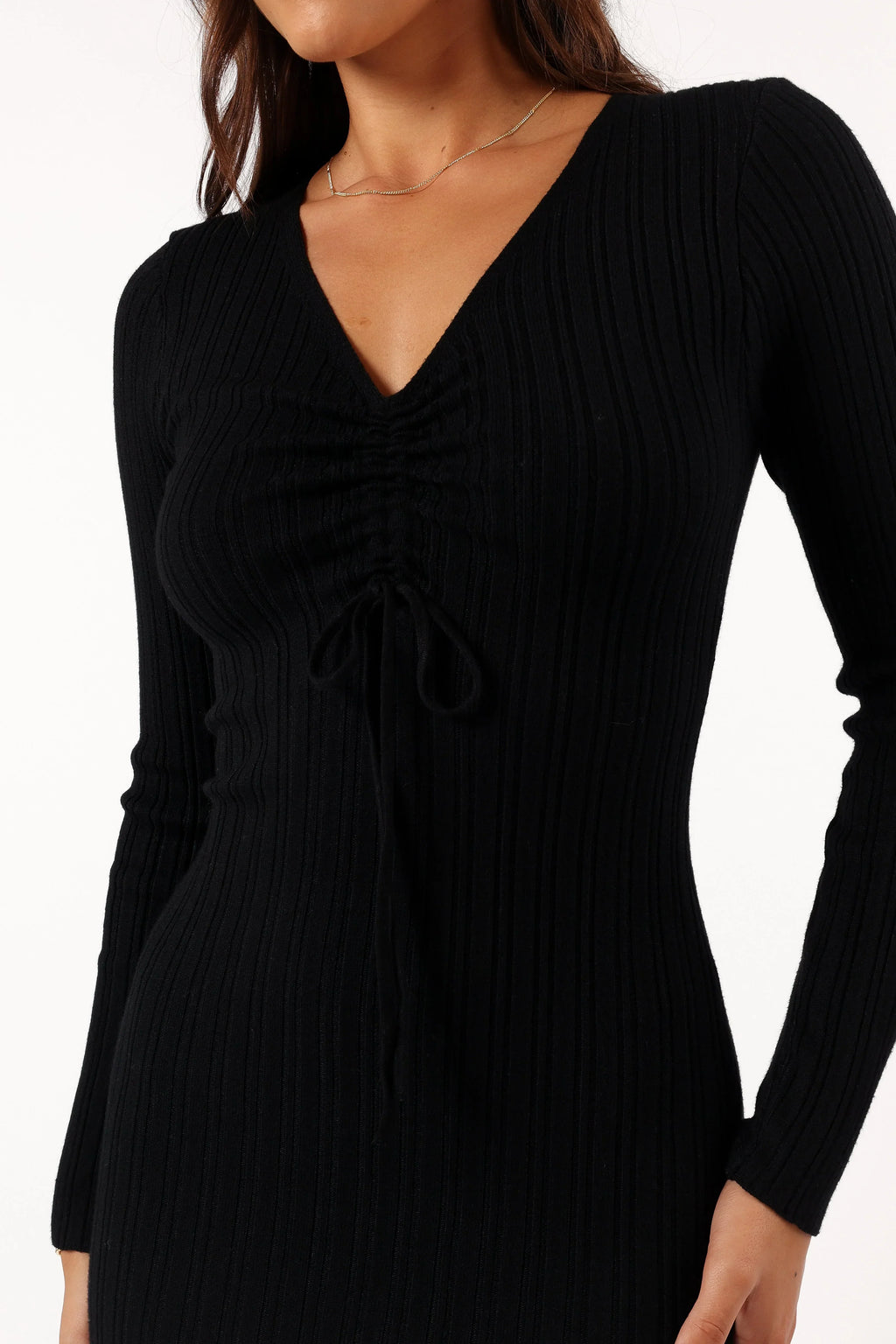 Robe midi à manches longues Irene - Noir