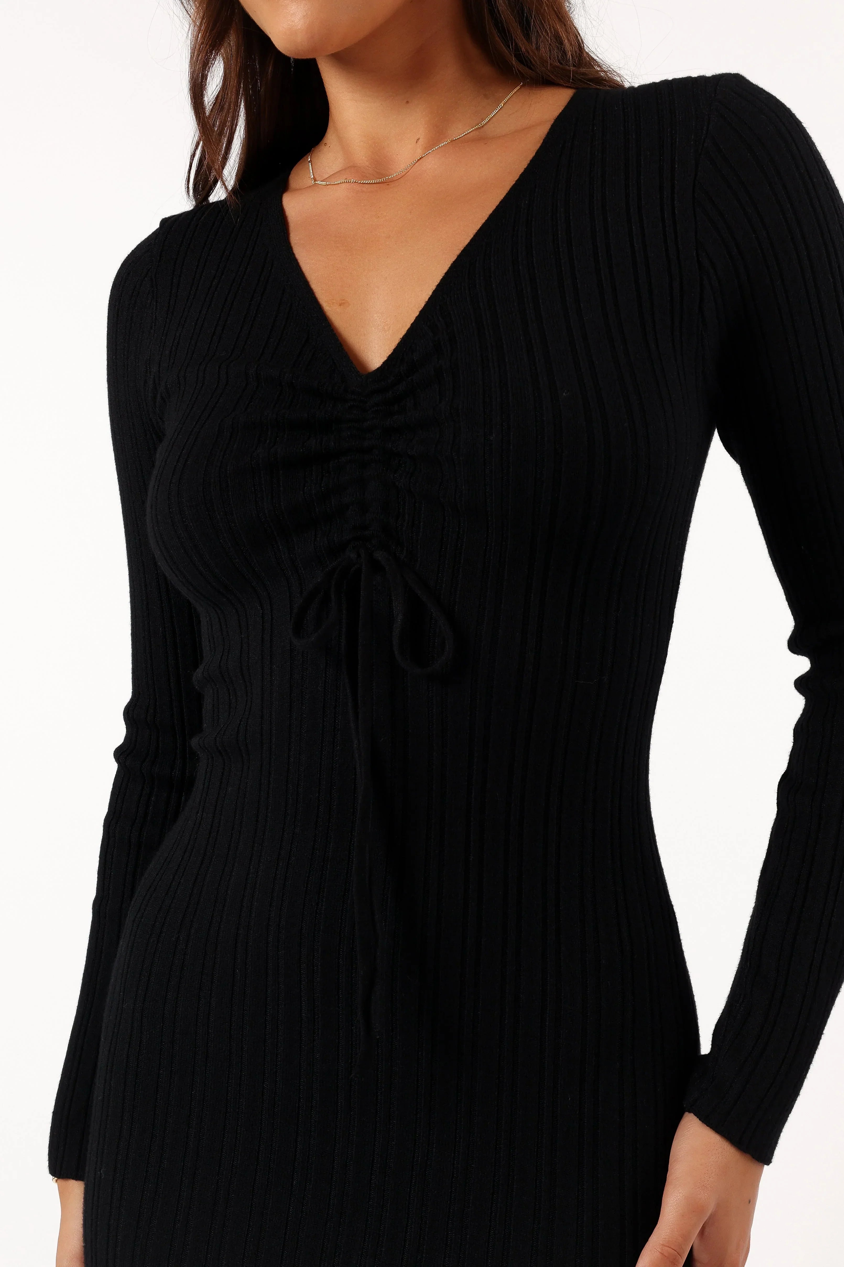 Robe midi à manches longues Irene - Noir