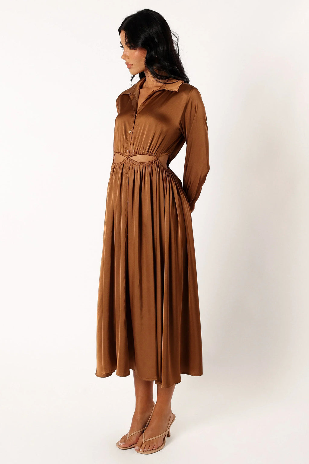Robe midi manches longues Jett - Bronze