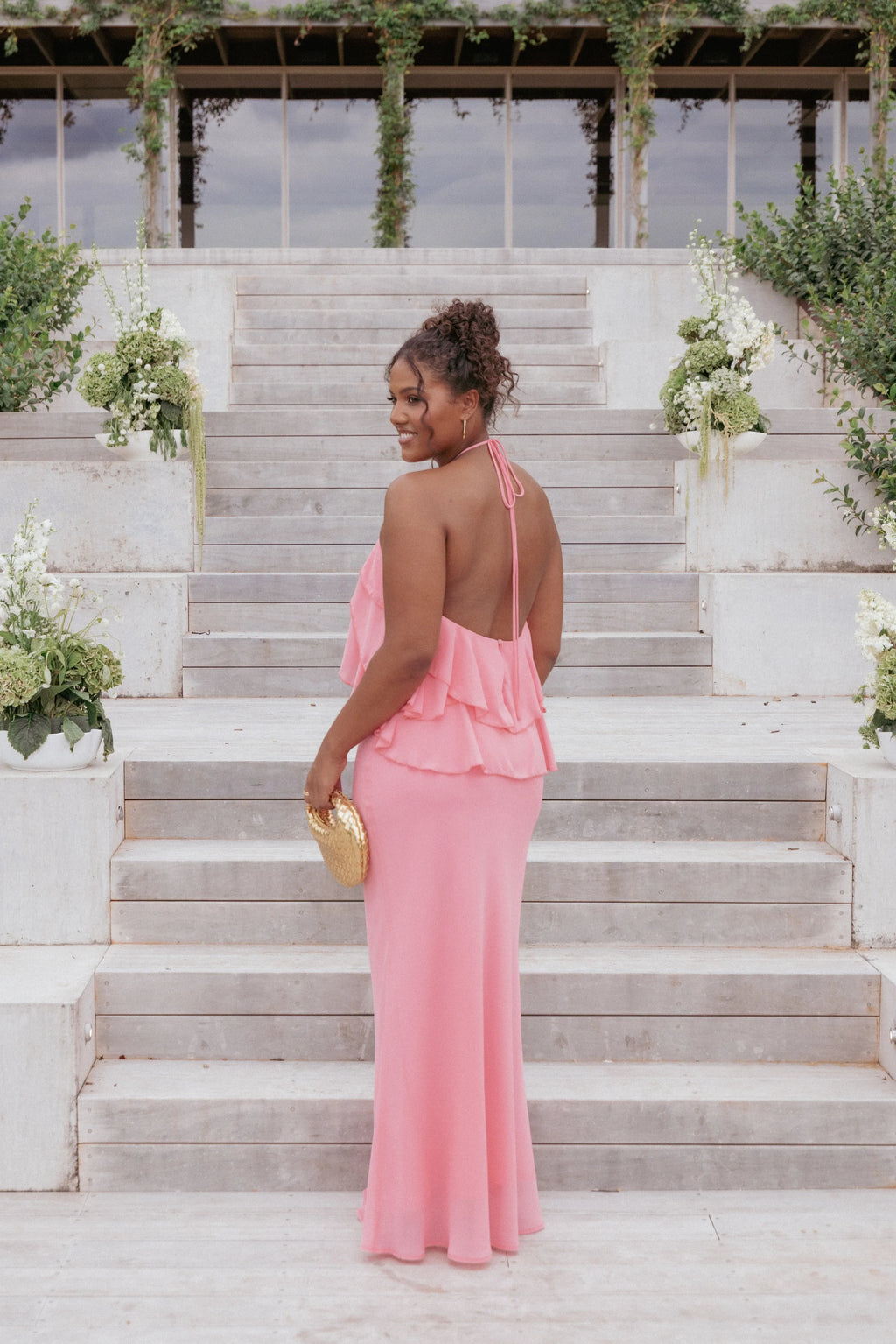Zorina Halterneck Maxi Dress - Coral