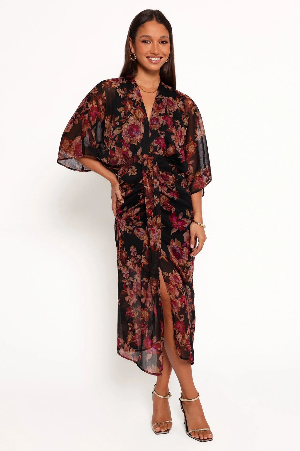 Robe longue Audrina – Imprimé floral « Deep Night »
