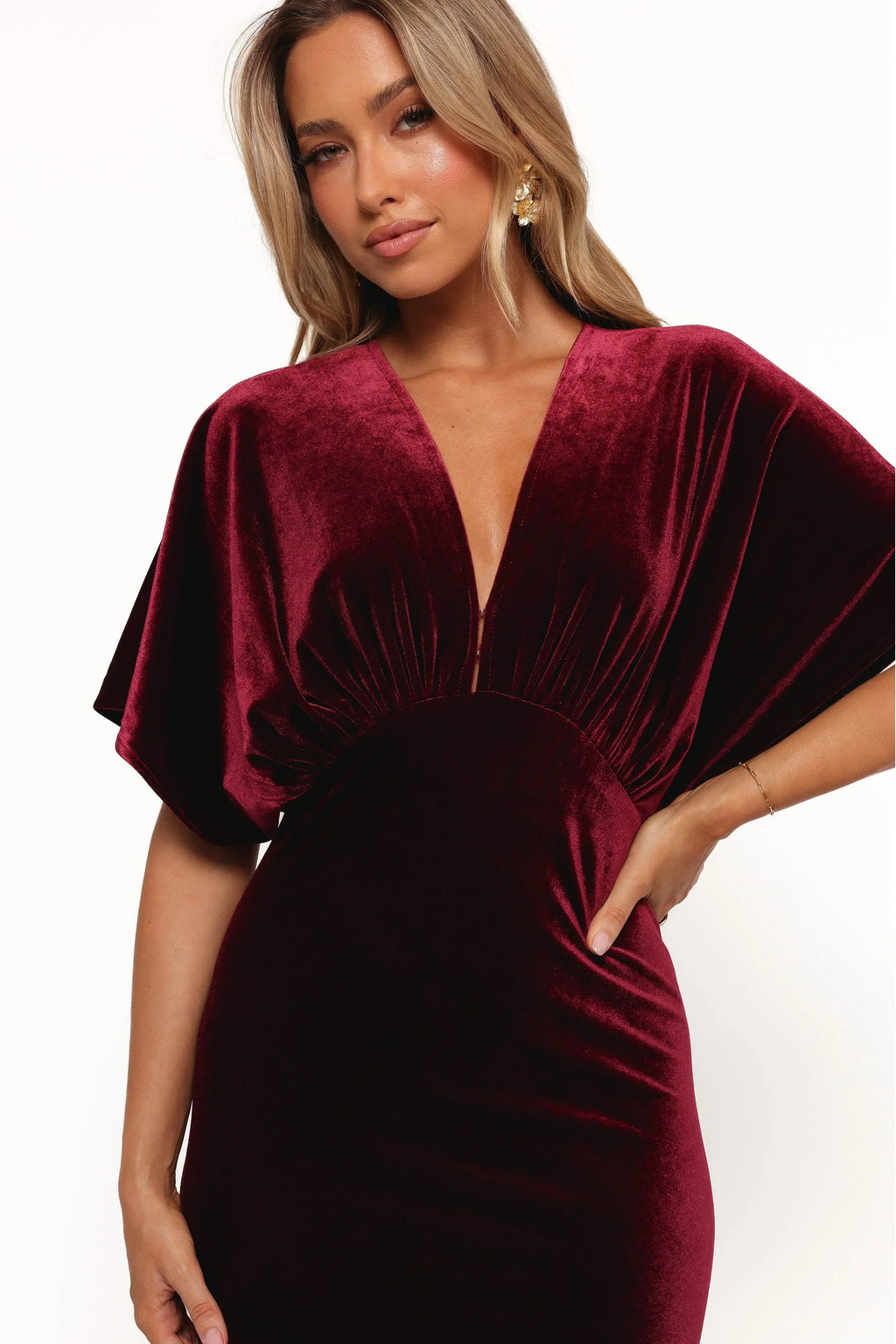Robe longue en velours Ricki - Lie de vin
