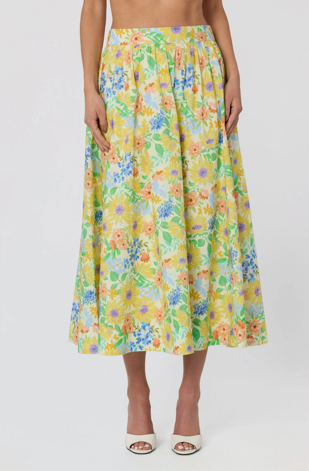 Jolie Floral Gathered Midi Skirt