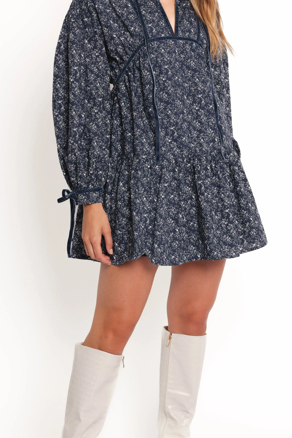 Robe Courte Brooklyn - Imprimé Floral Bleu