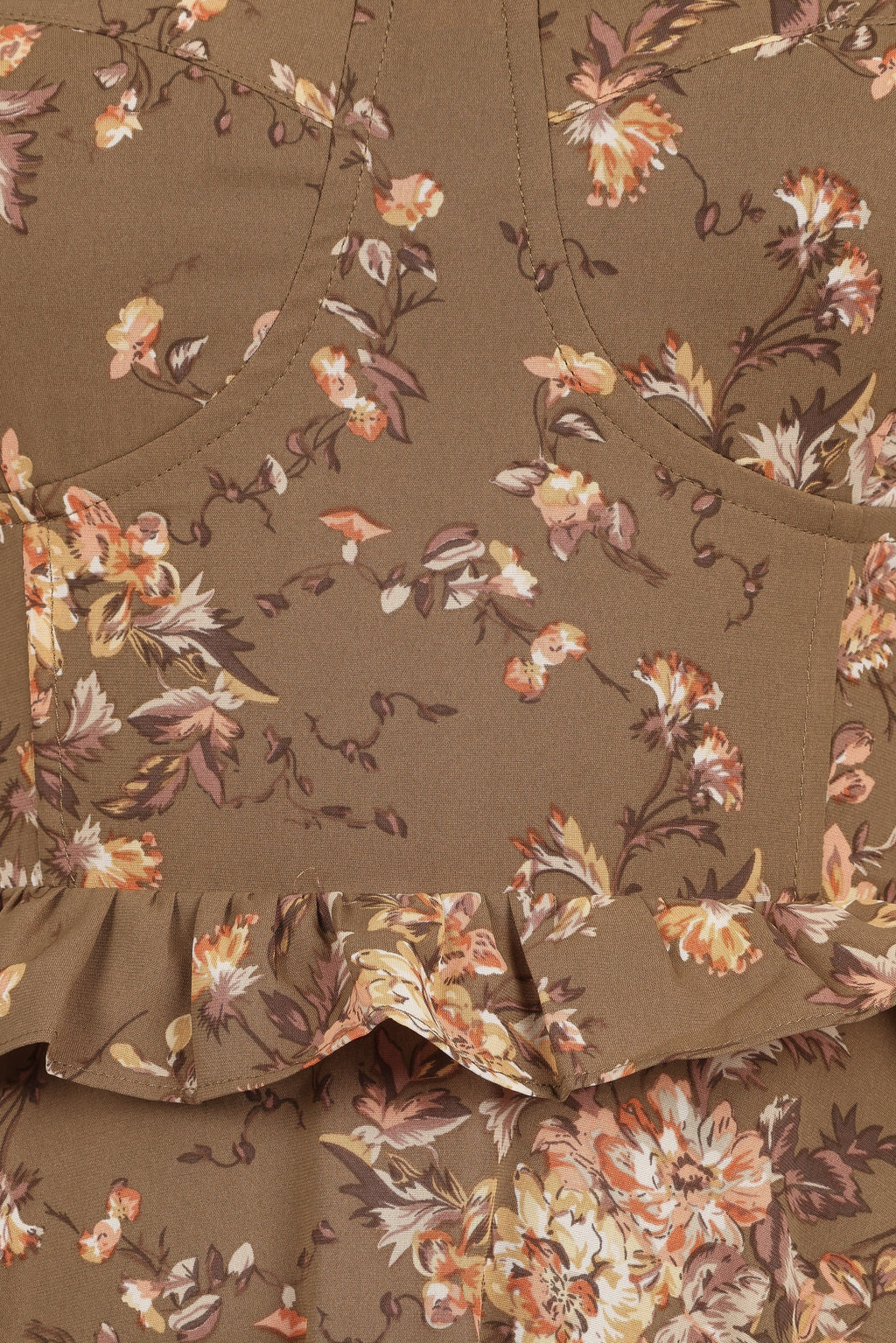 Robe longue à volants Lillee - Imprimé olive