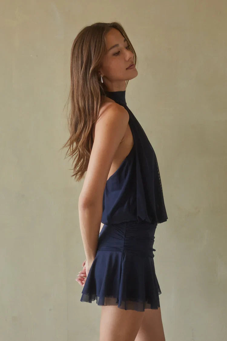 Mini-robe en maille à col montant Journi