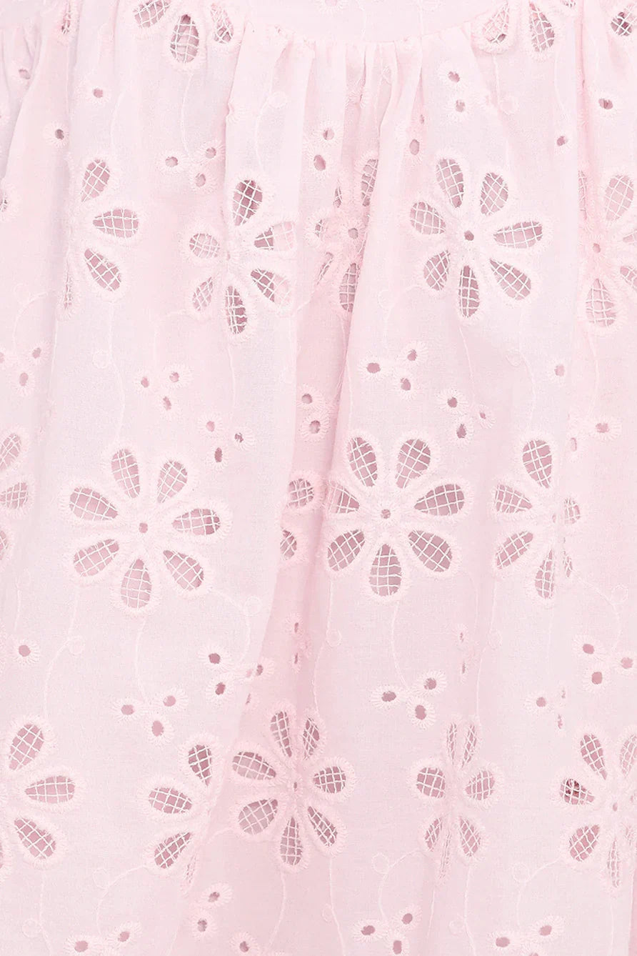 Mini-robe Lynne en broderie anglaise rose