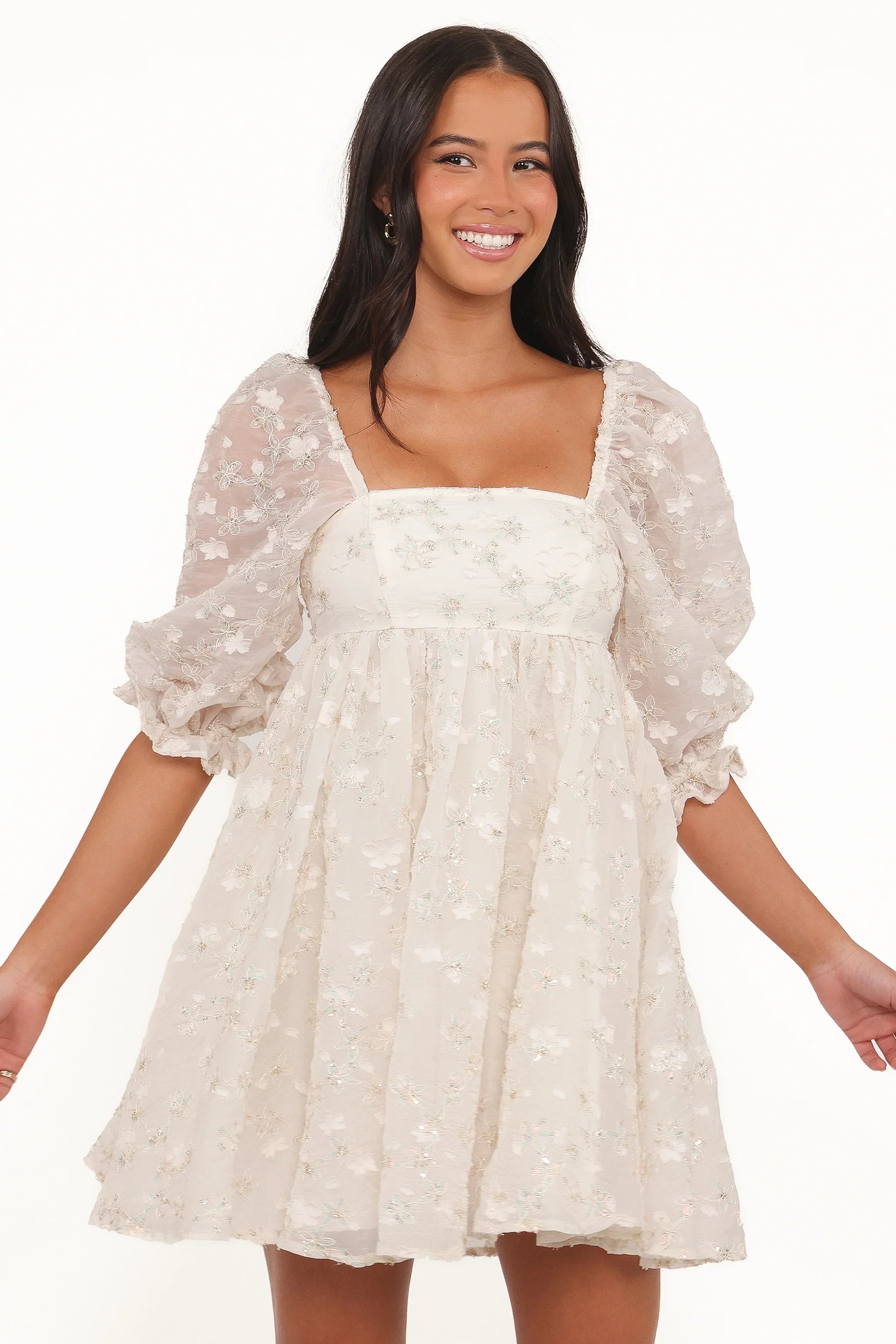 Mini-robe Lillan - Paillettes ivoire