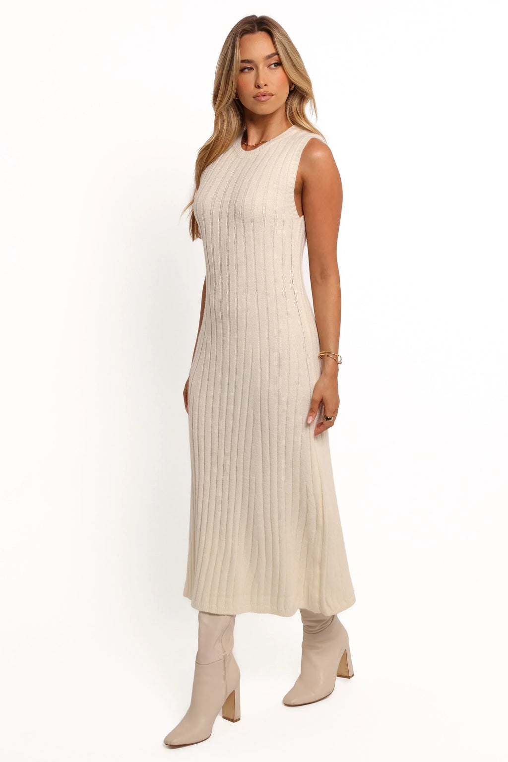 Robe midi en maille Kellie - Blanc