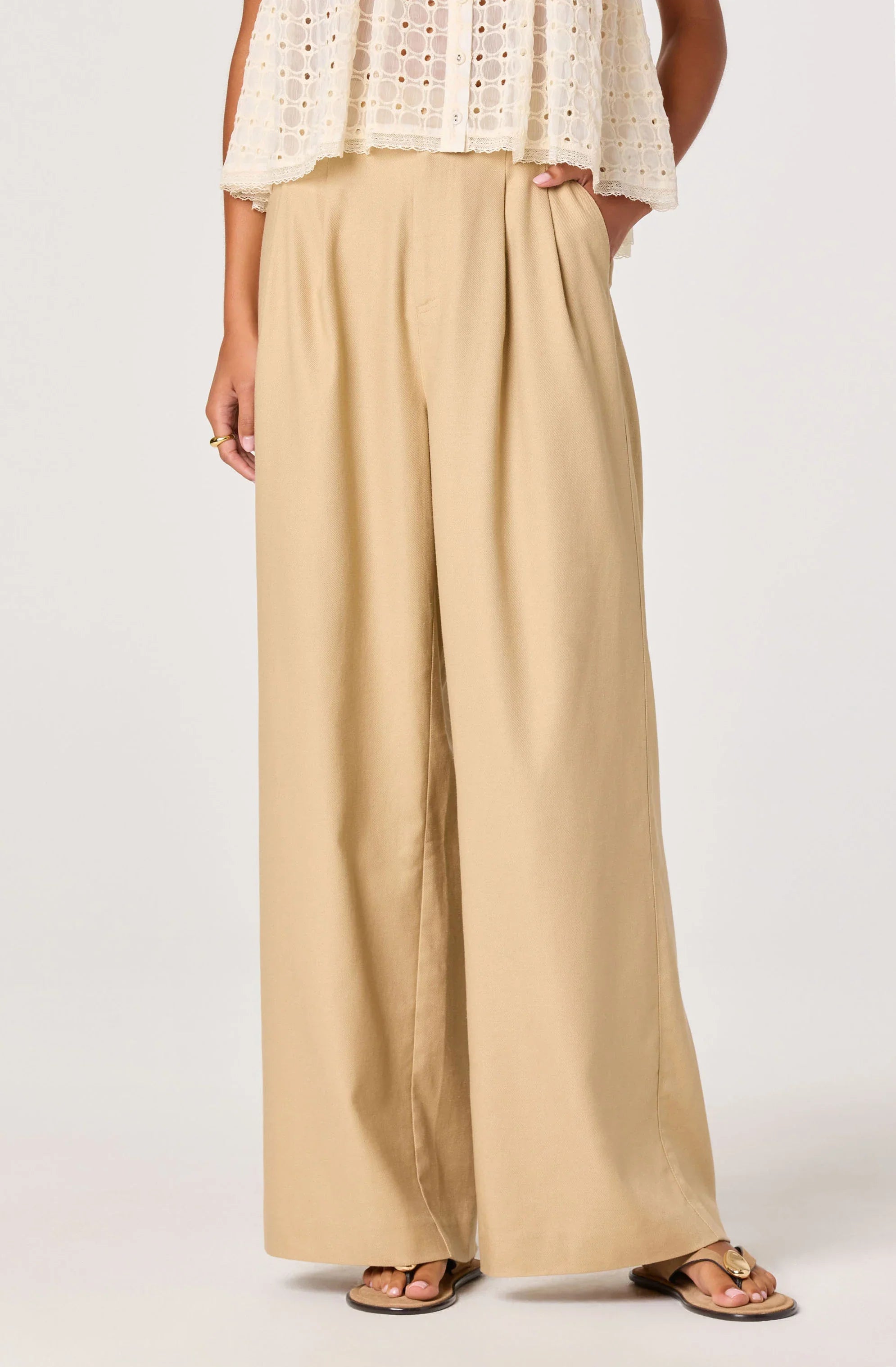 Pantalon large taille haute en lin Neha