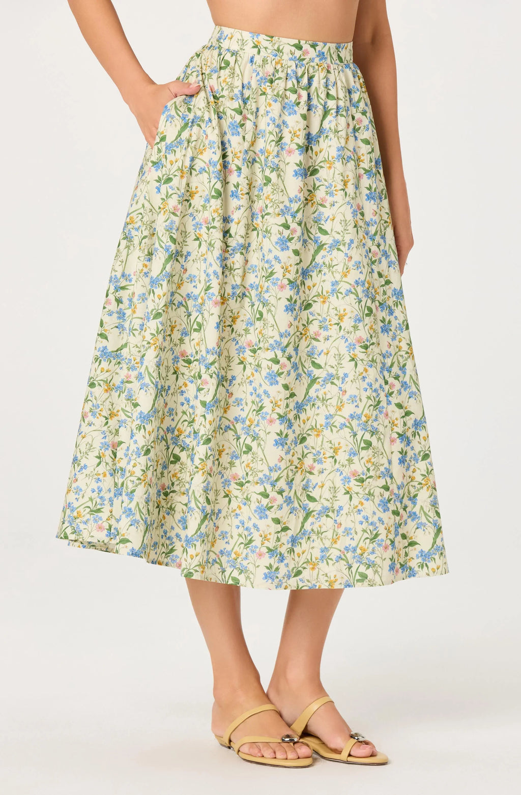 Wylda Floral Gathered A-Line Midi Skirt