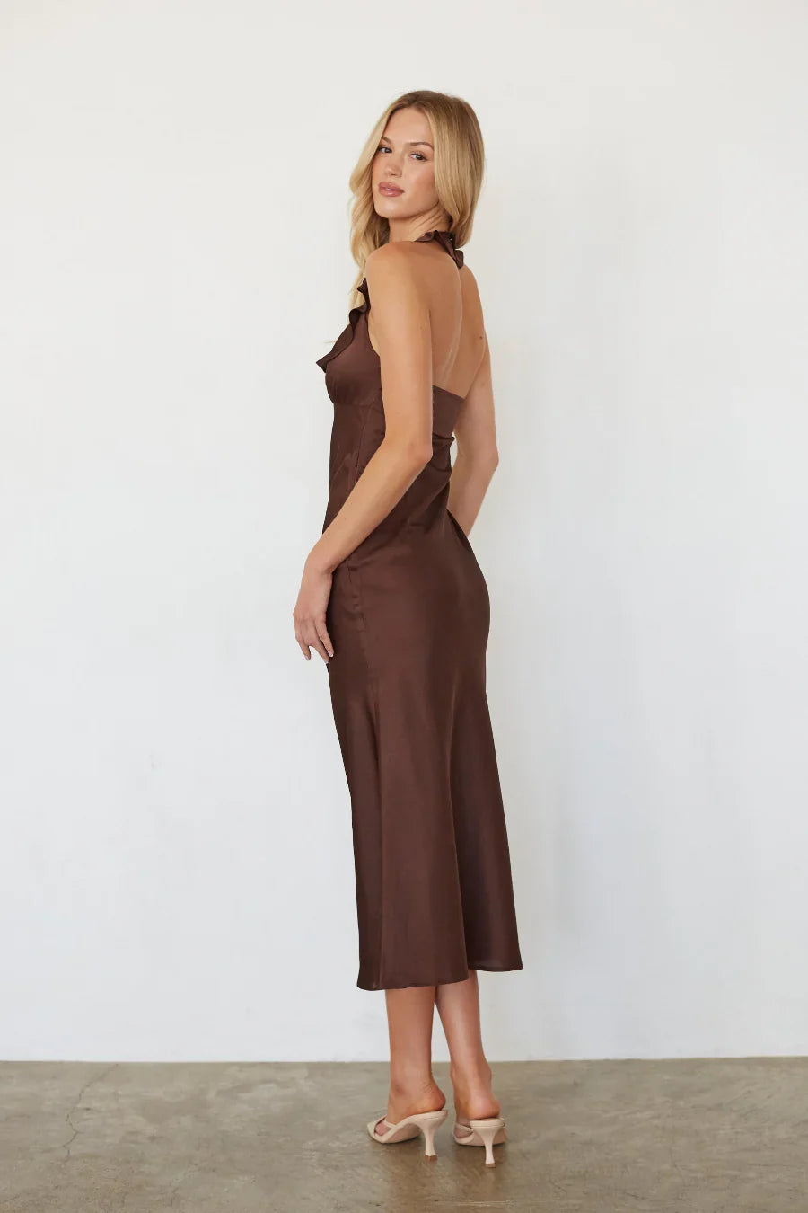Mika Ruffle Halter Midi Dress