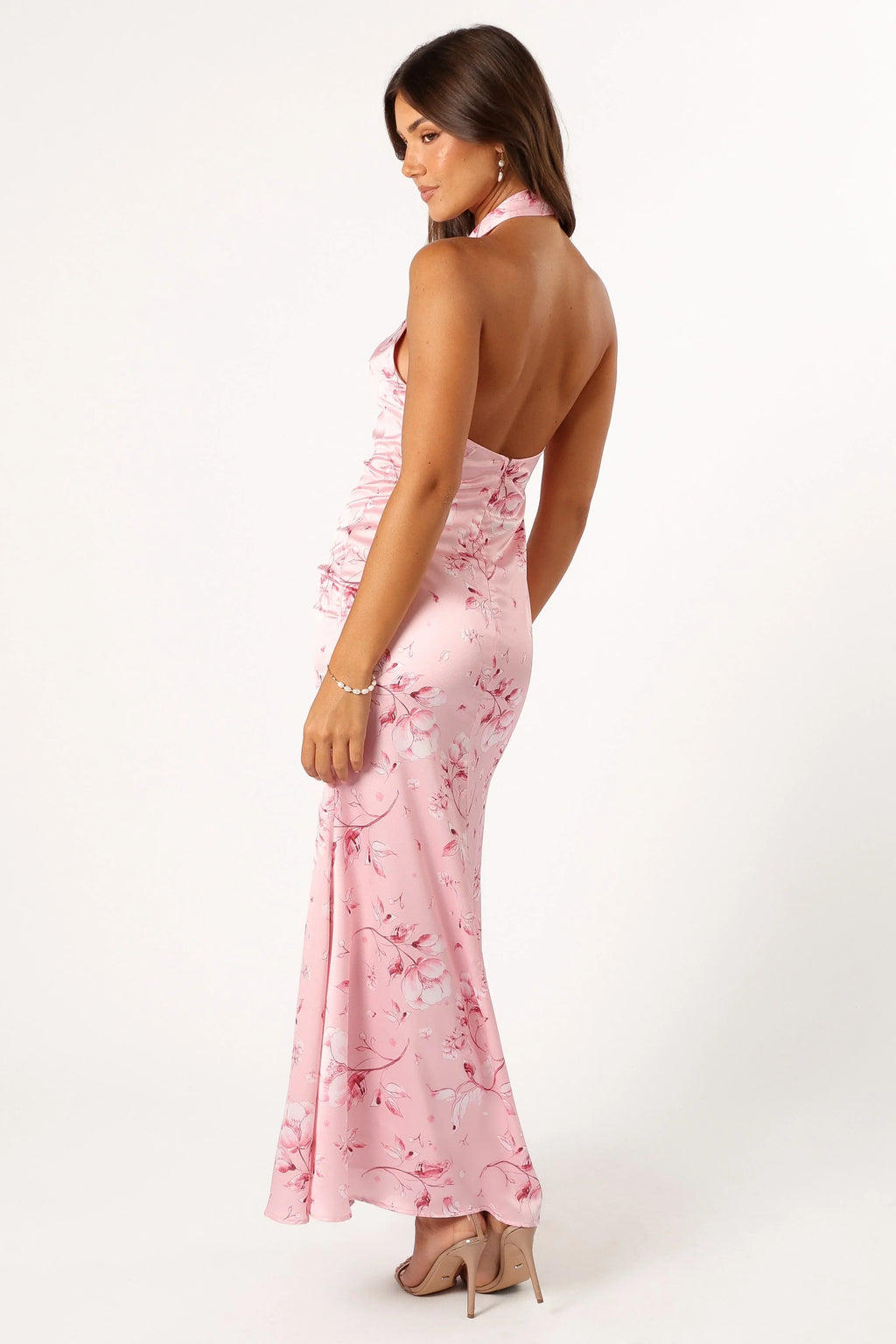 Robe longue dos nu Mila – Imprimé floral rose