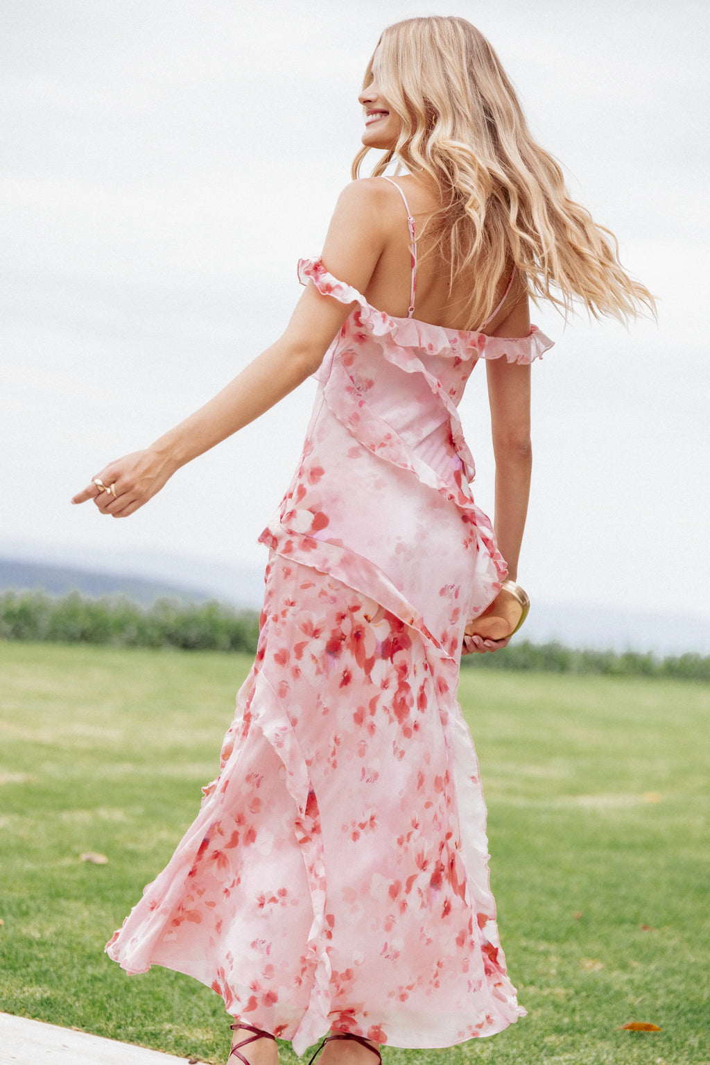 Alexia Off Shoulder Maxi Dress - Pink Floral