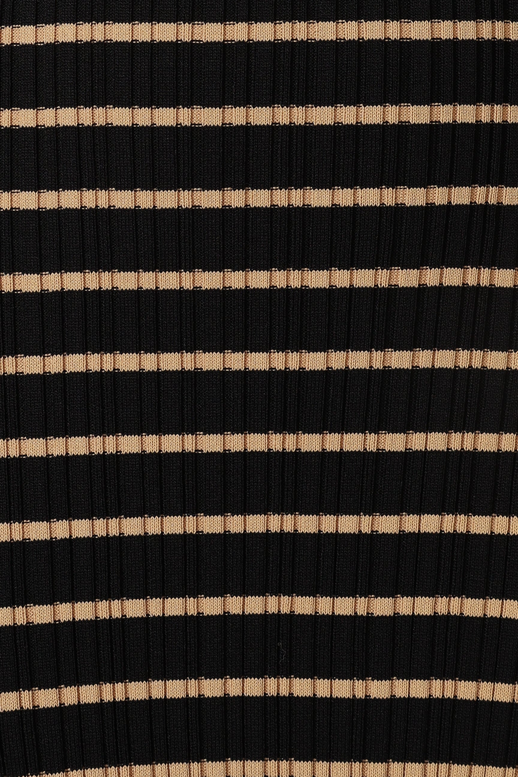 Robe Midi Henry Rayée - Noir Beige