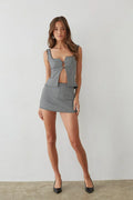 Olive Gingham Micro Mini Skort