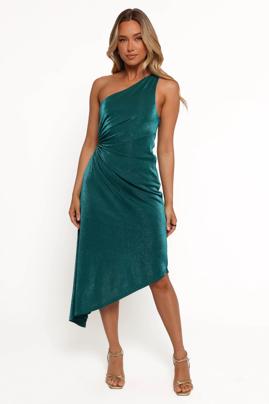 Robe mi-longue Emma asymétrique - Bleu sarcelle