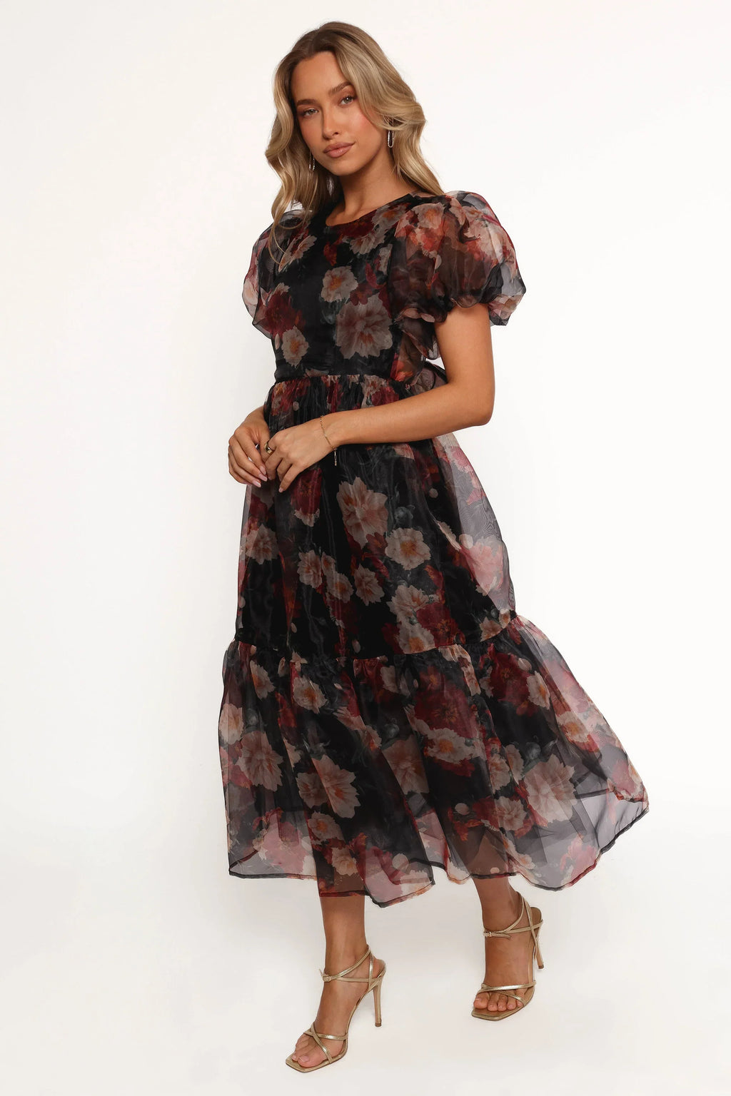 Robe midi Elspeth – Imprimé floral noir