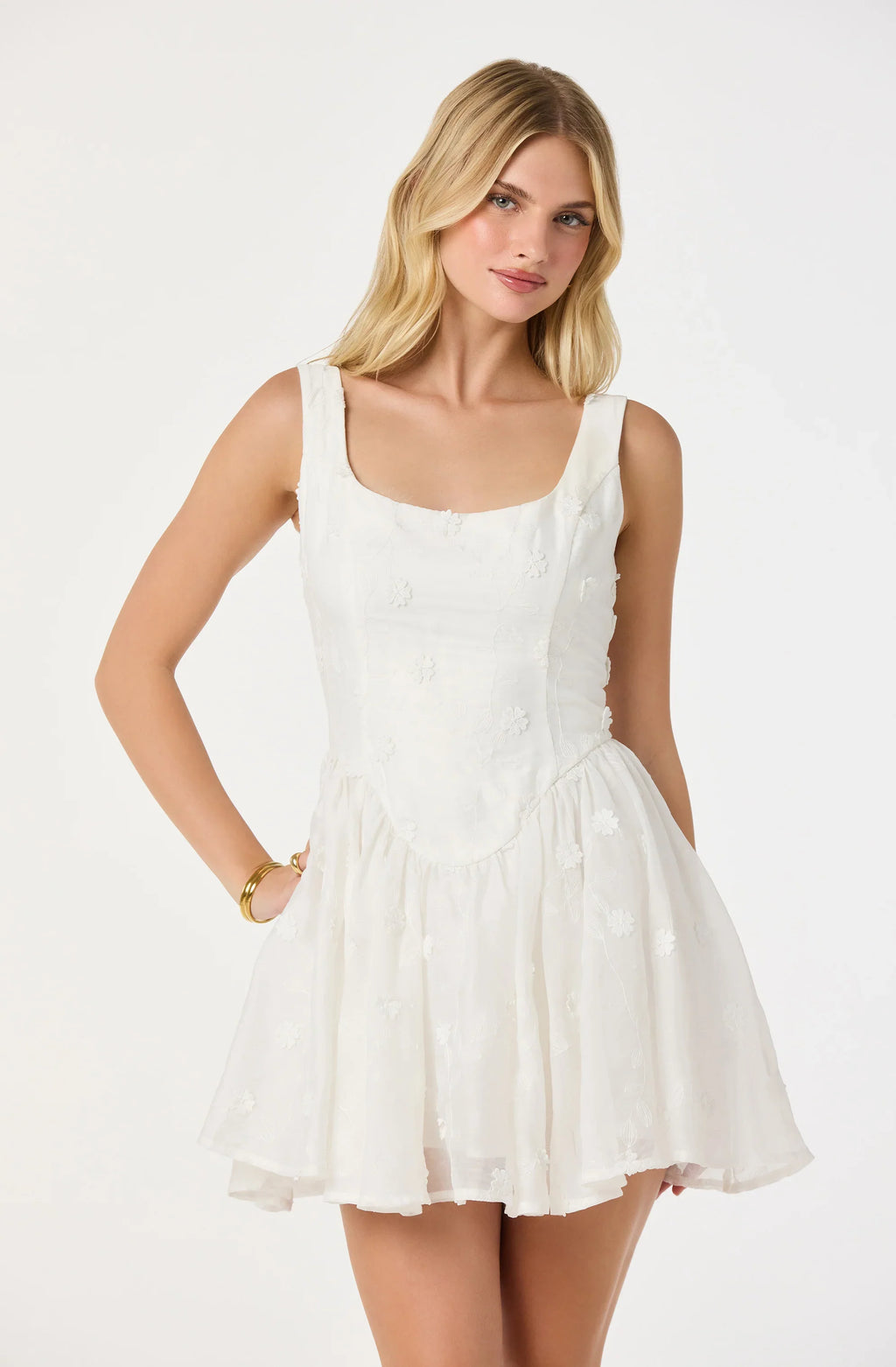 Reina Embroidered Floral Mini Dress