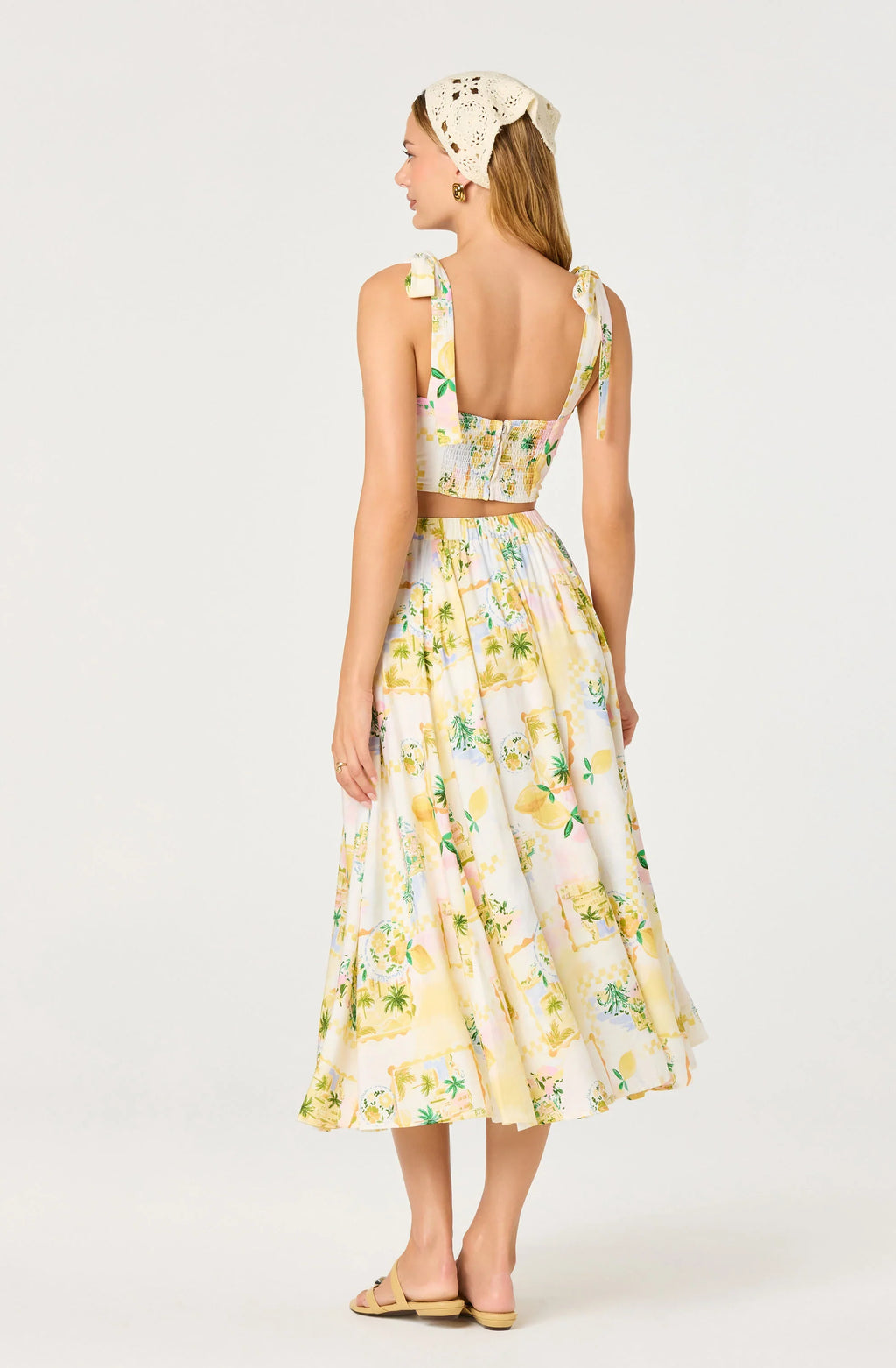 Kaleigh Paradise Print Gathered Midi Skirt