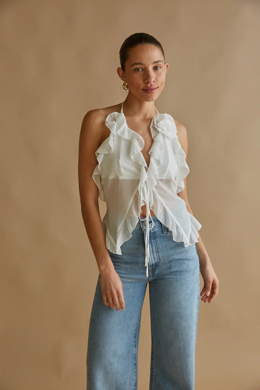 Top bustier en mousseline Claudia Rosette