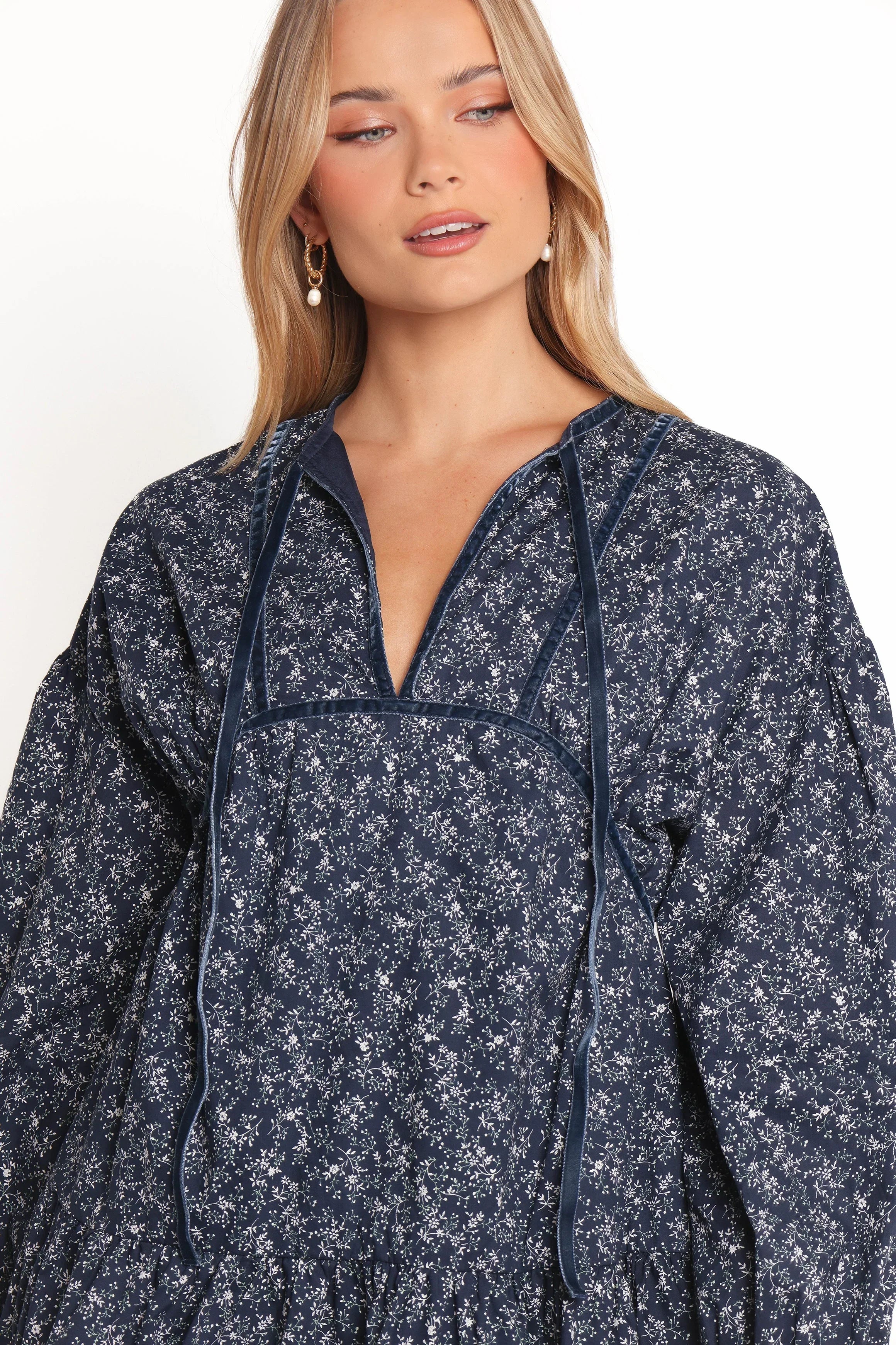 Robe Courte Brooklyn - Imprimé Floral Bleu