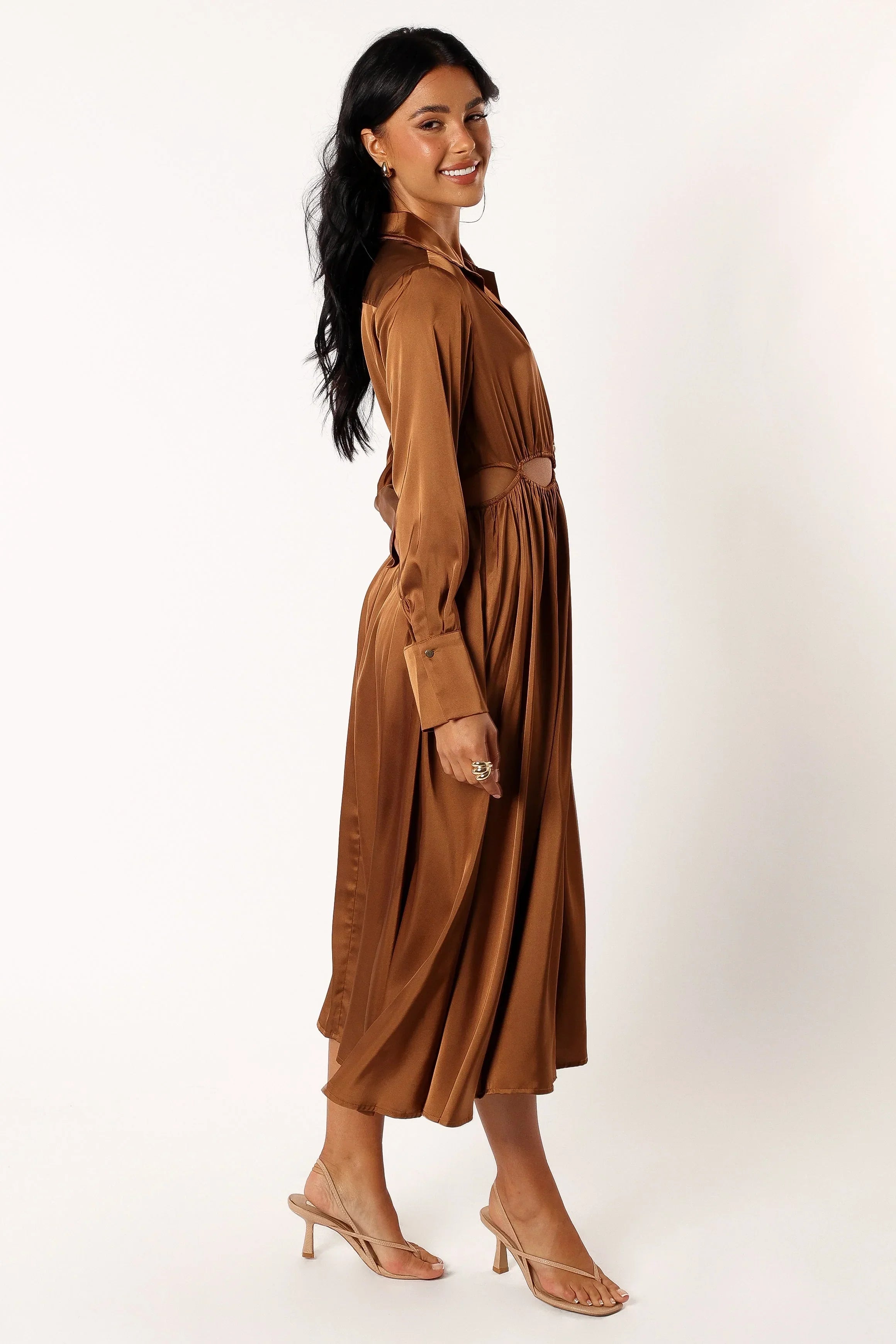Robe midi manches longues Jett - Bronze