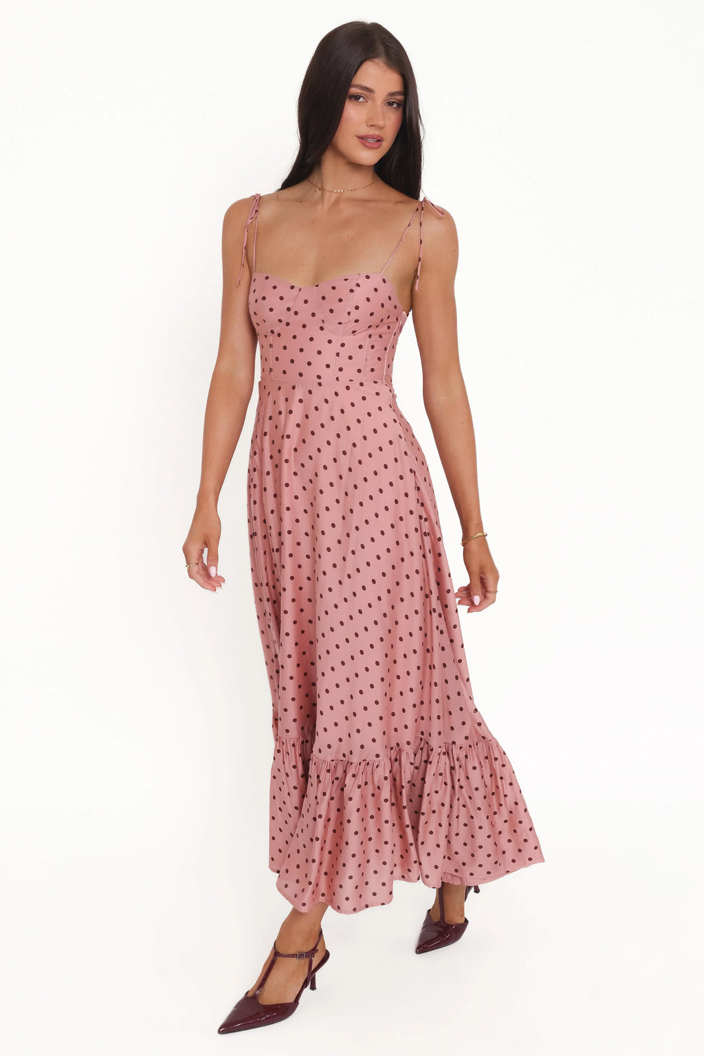 Robe midi Ayana - Rose à pois
