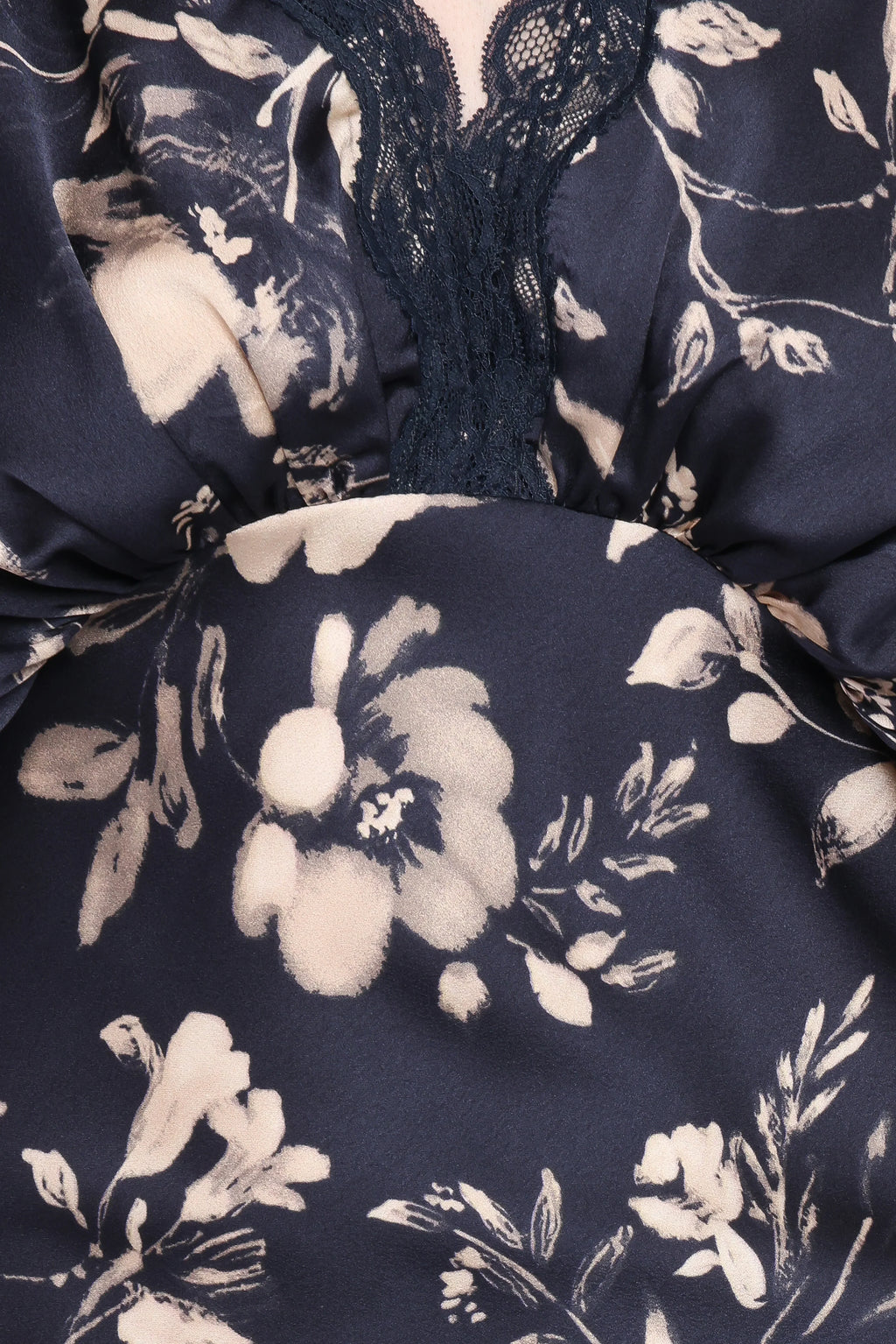 Robe midi Laurent - Imprimé floral marine et crème