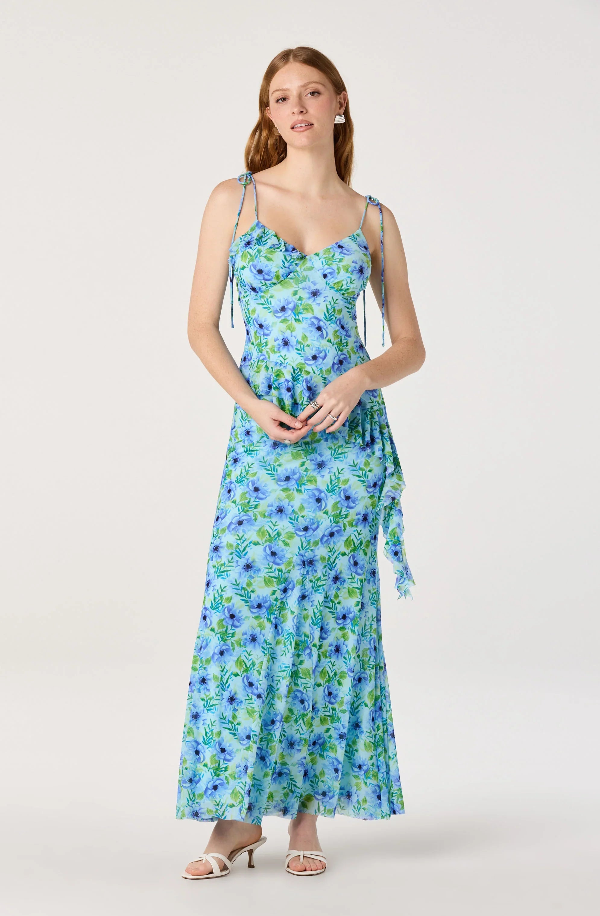 Jupe mi-longue en maille godet à motif floral Mejra