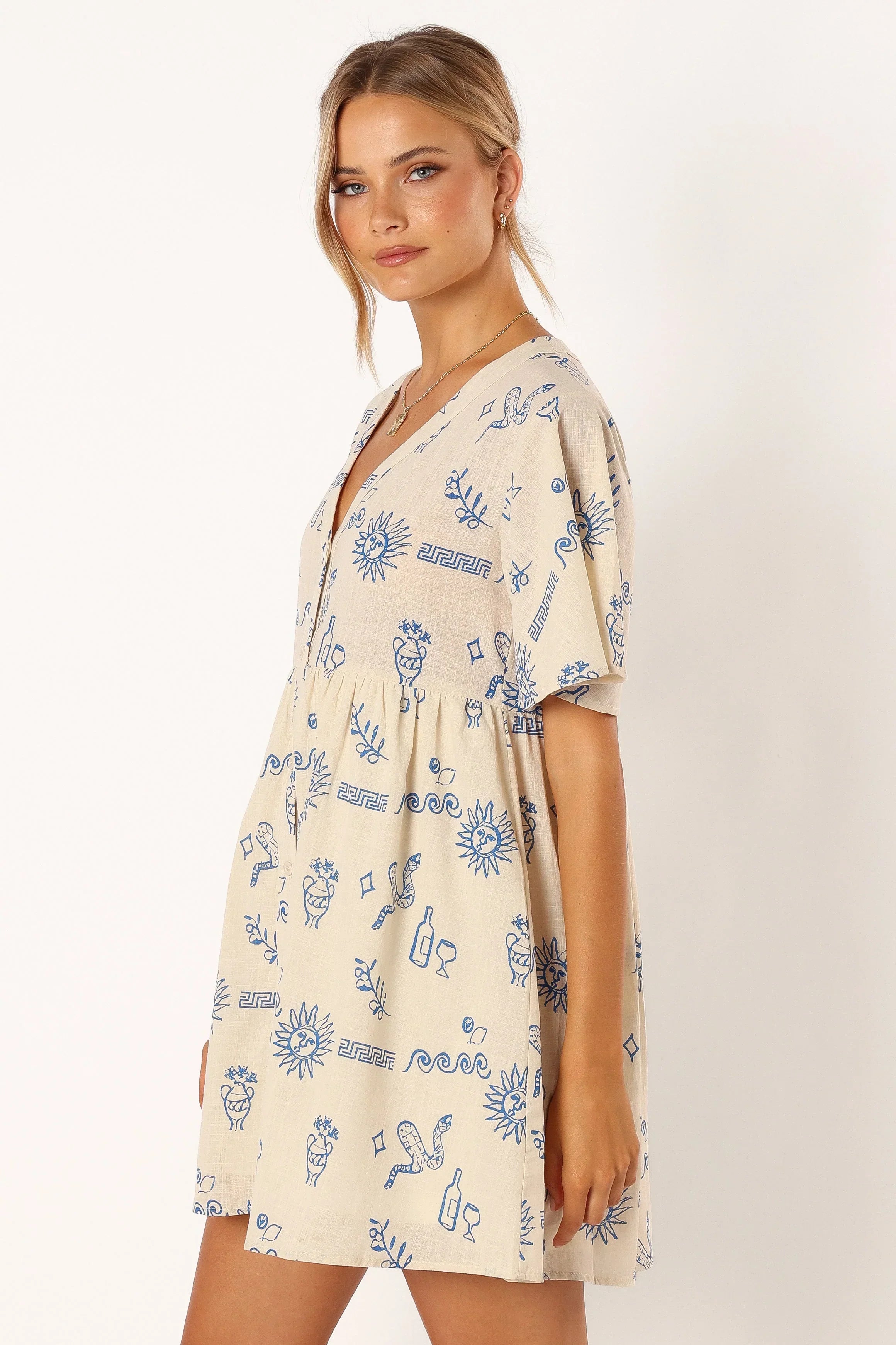 Robe courte Elias - Beige bleu