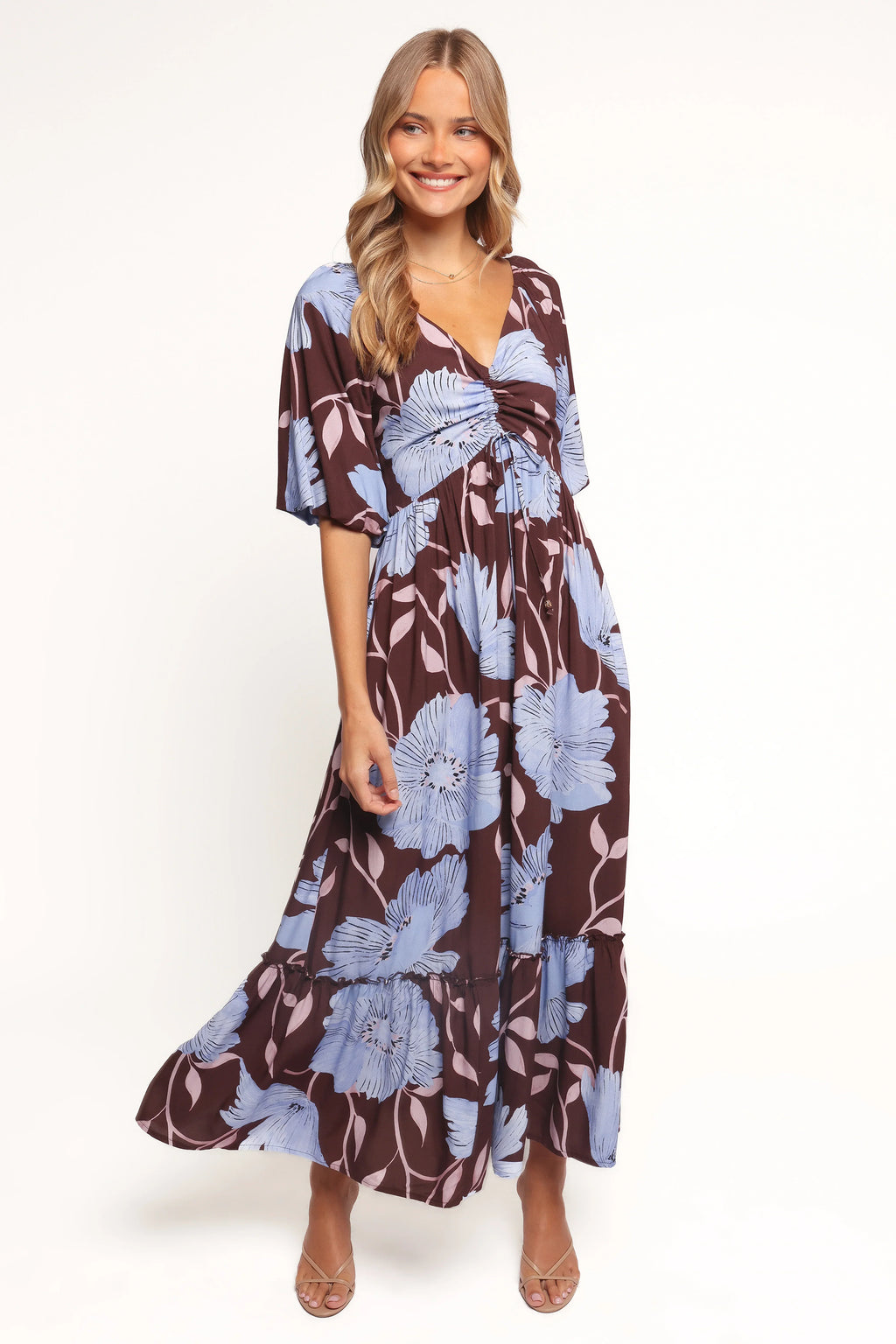 Robe longue Annabella - Coquelicots bleus