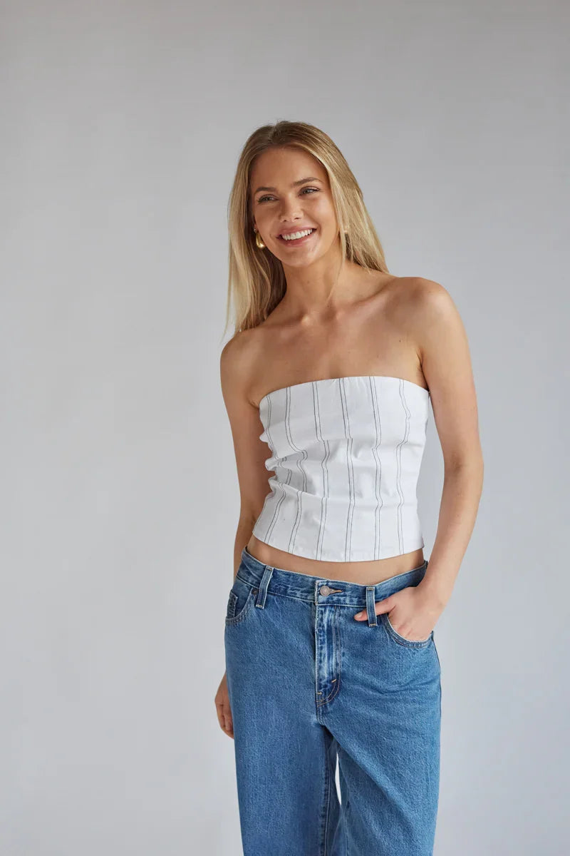 Haut corset Carter à surpiqûres contrastantes