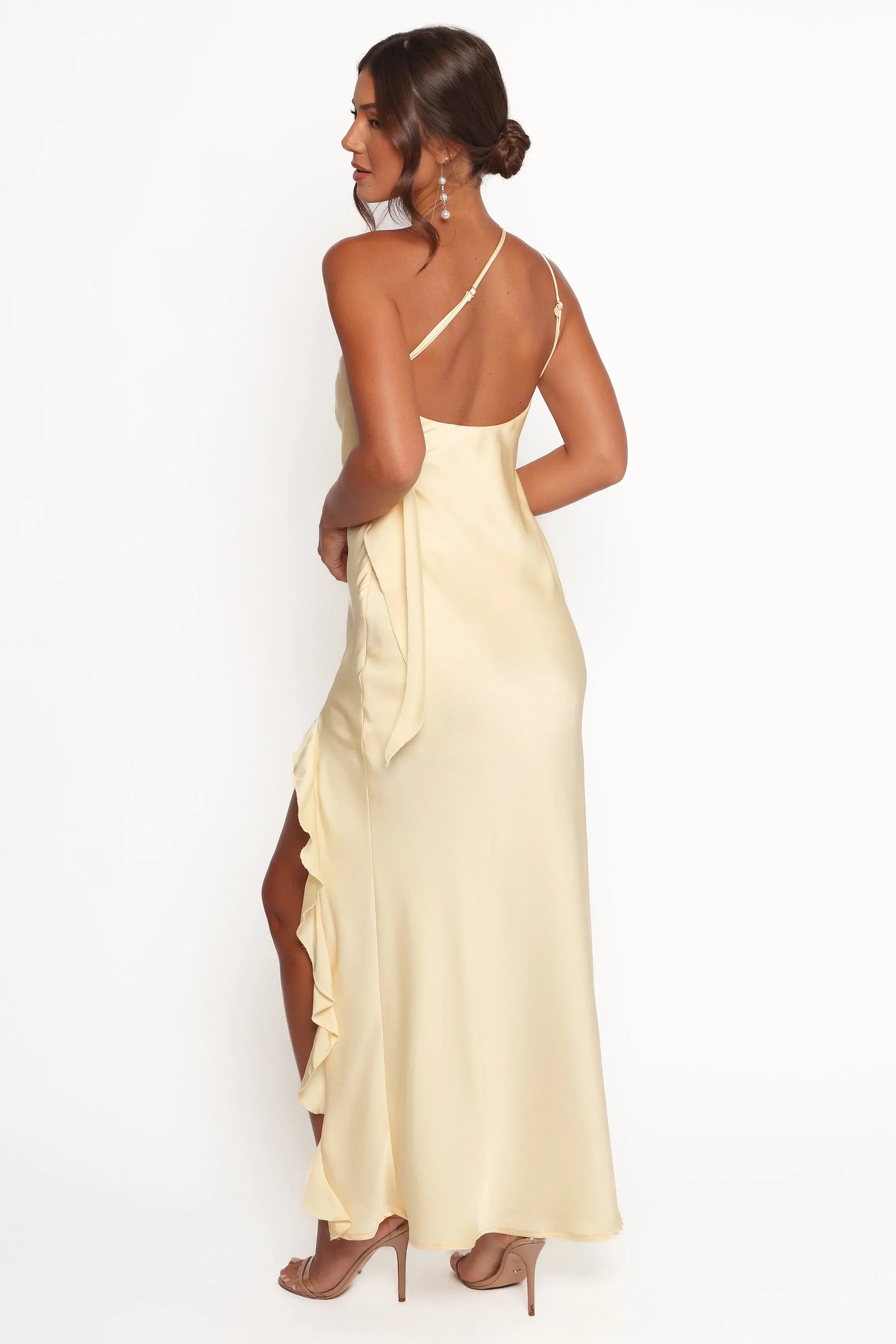 Aila Rosette One Shoulder Dress - Butter Yellow