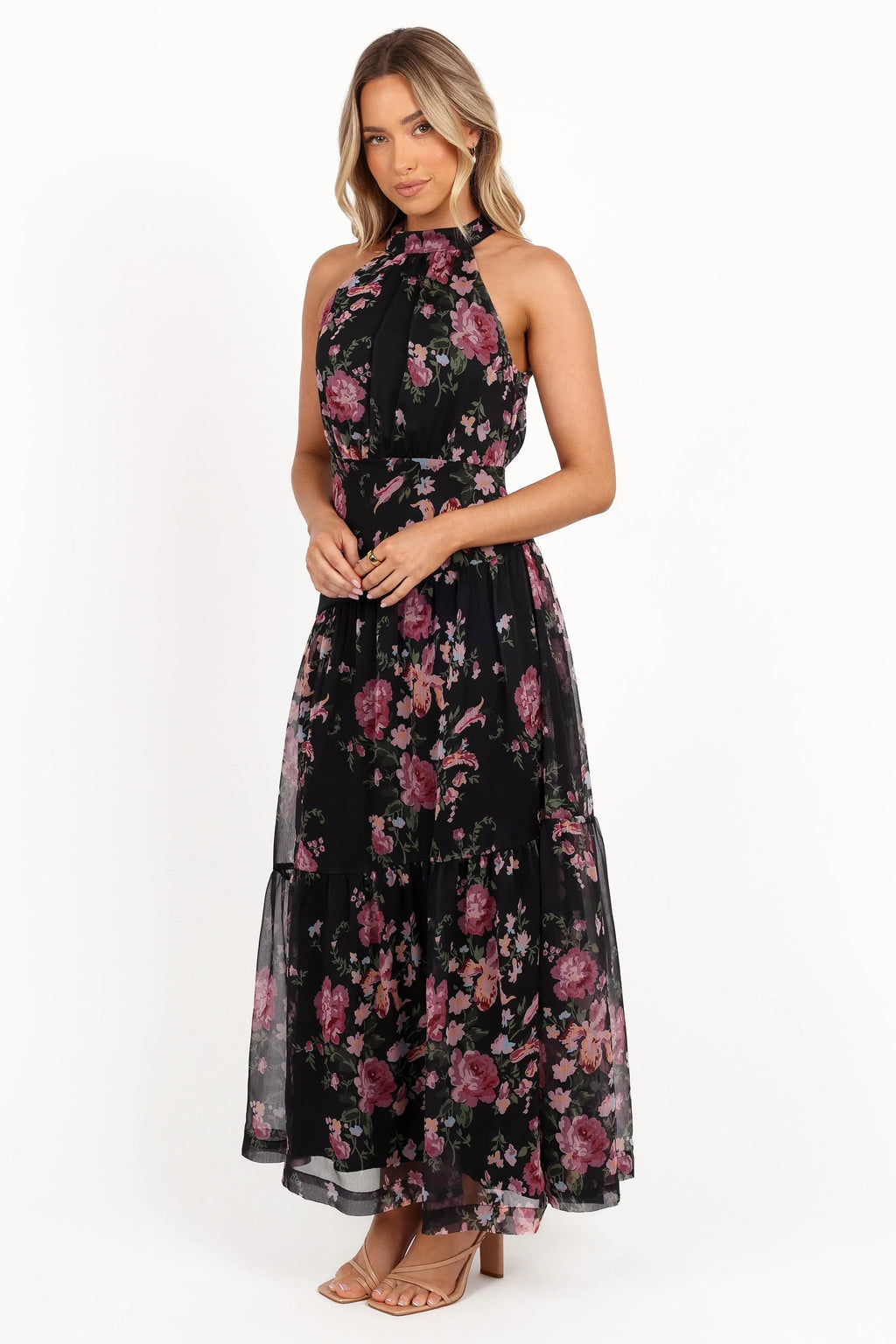 Robe longue Eden - Imprimé floral noir
