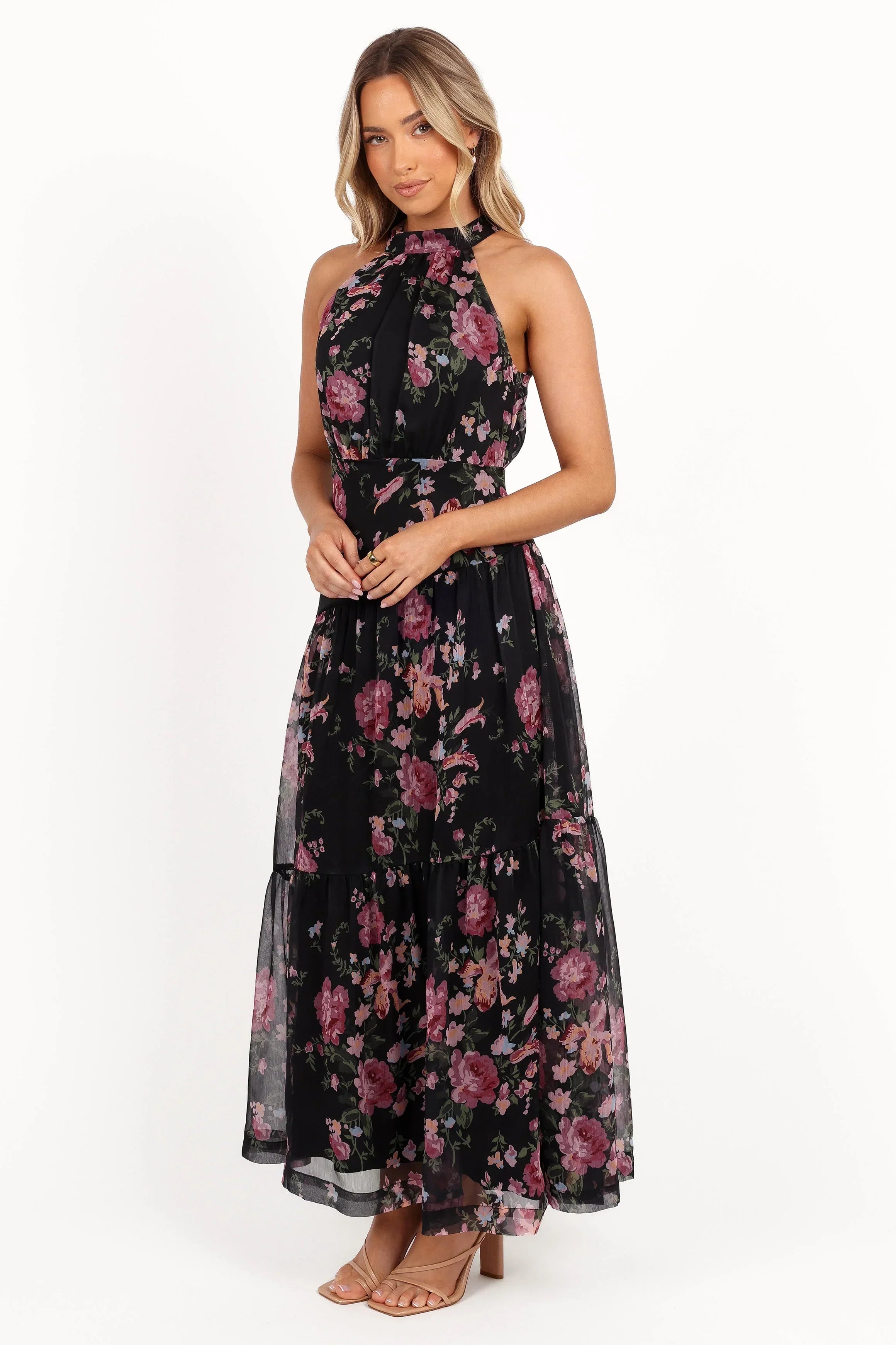 Robe longue Eden - Imprimé floral noir