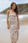Robe midi sans bretelles Saskia - Marron