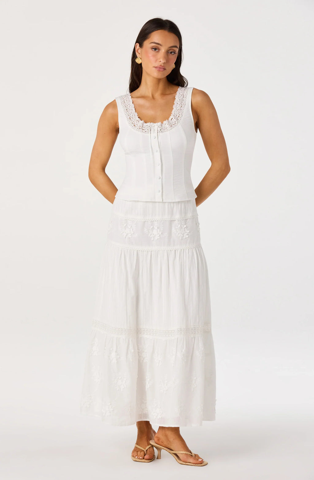 Gwyn Embroidered Midi Skirt