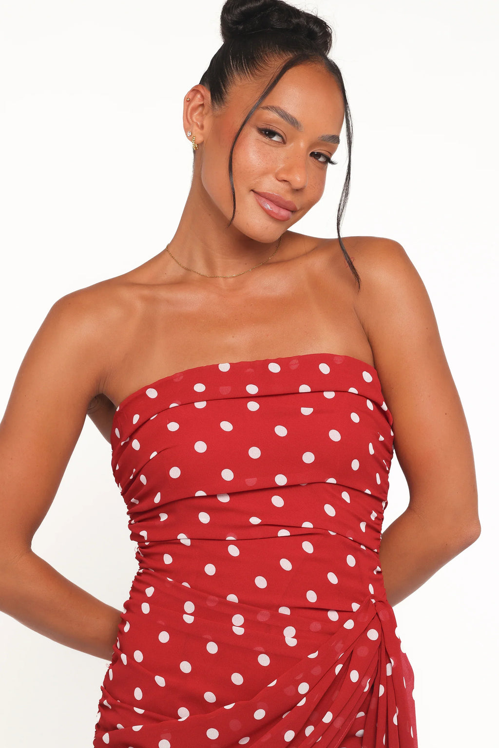 Kristen Strapless Mini Dress - Red Polka Dot