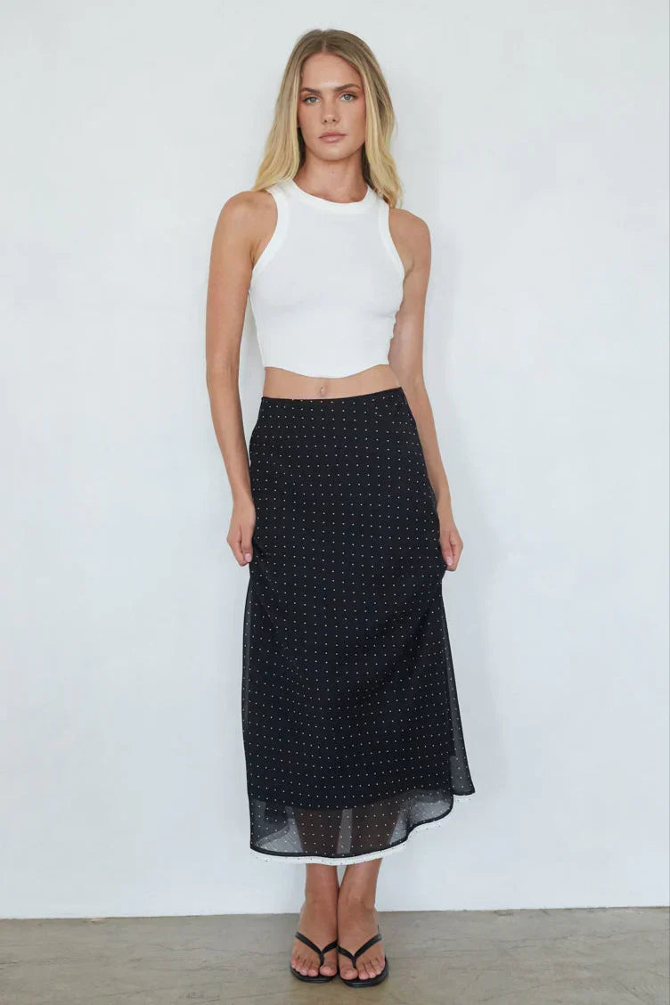 Jupe midi à pois Melissa