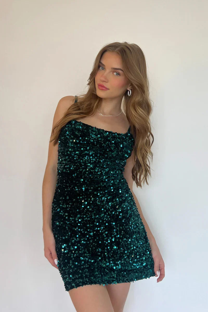 Robe courte Tori en velours et sequins