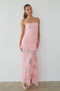 Robe longue Joss en maille à volants