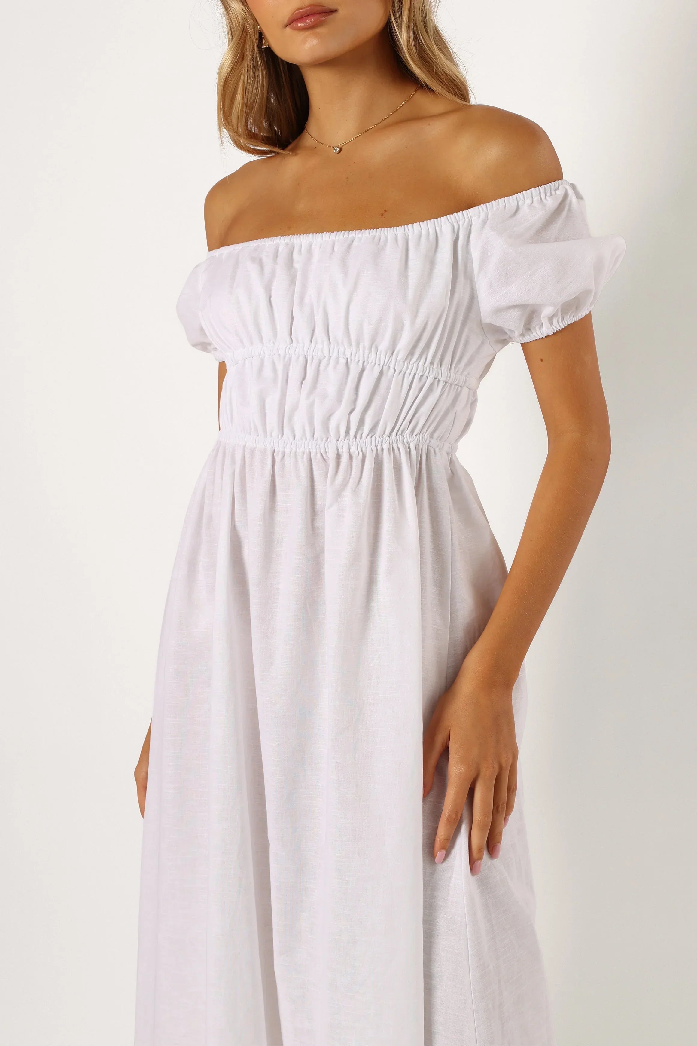 Robe longue épaules dénudées Sofia - Blanc