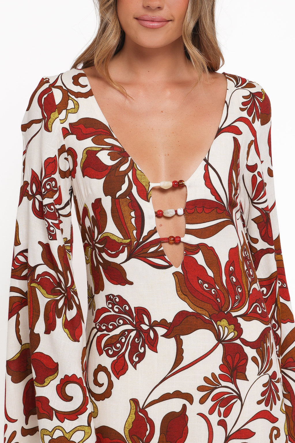 Robe longue Inala – Fleurie marron