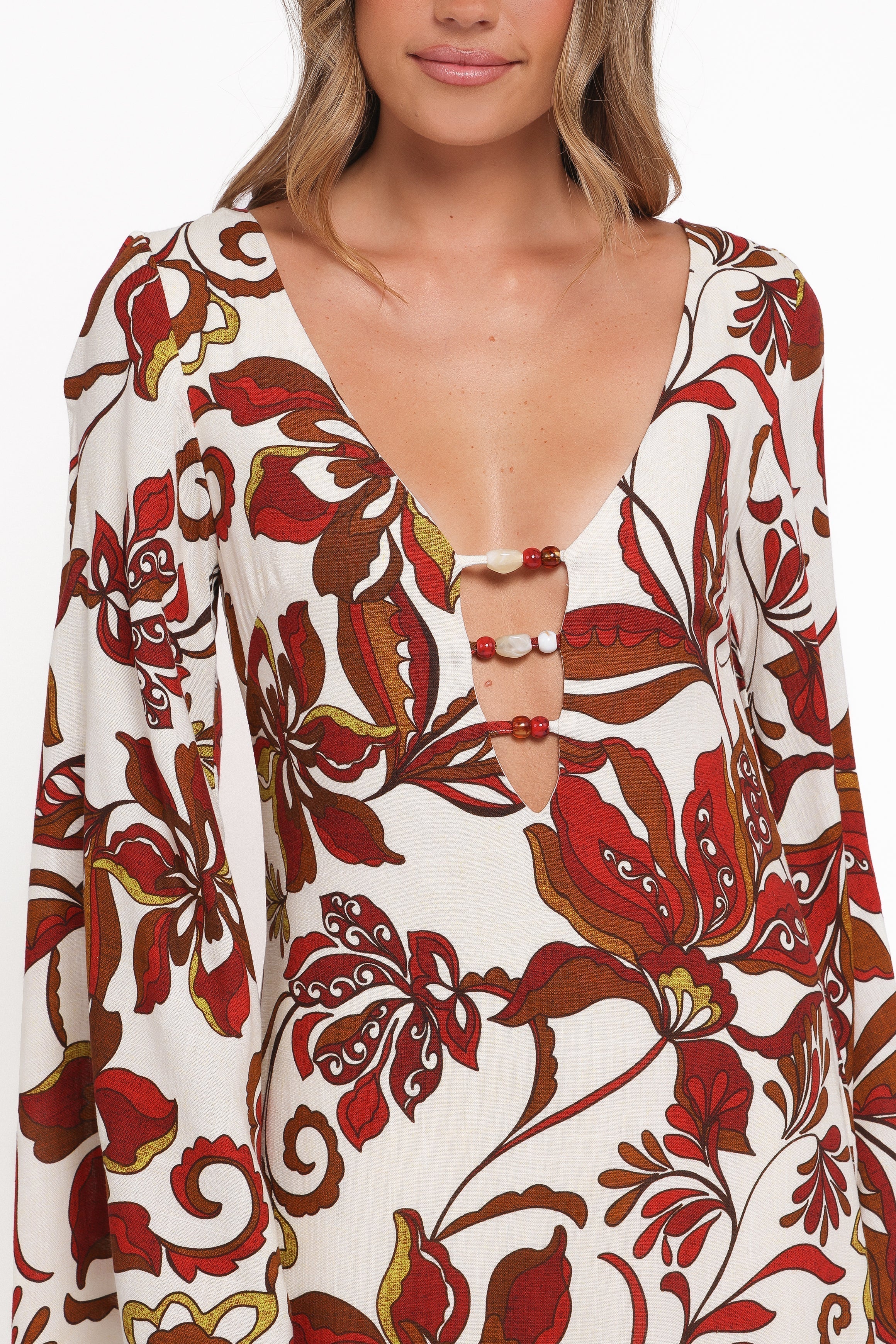 Robe longue Inala – Fleurie marron