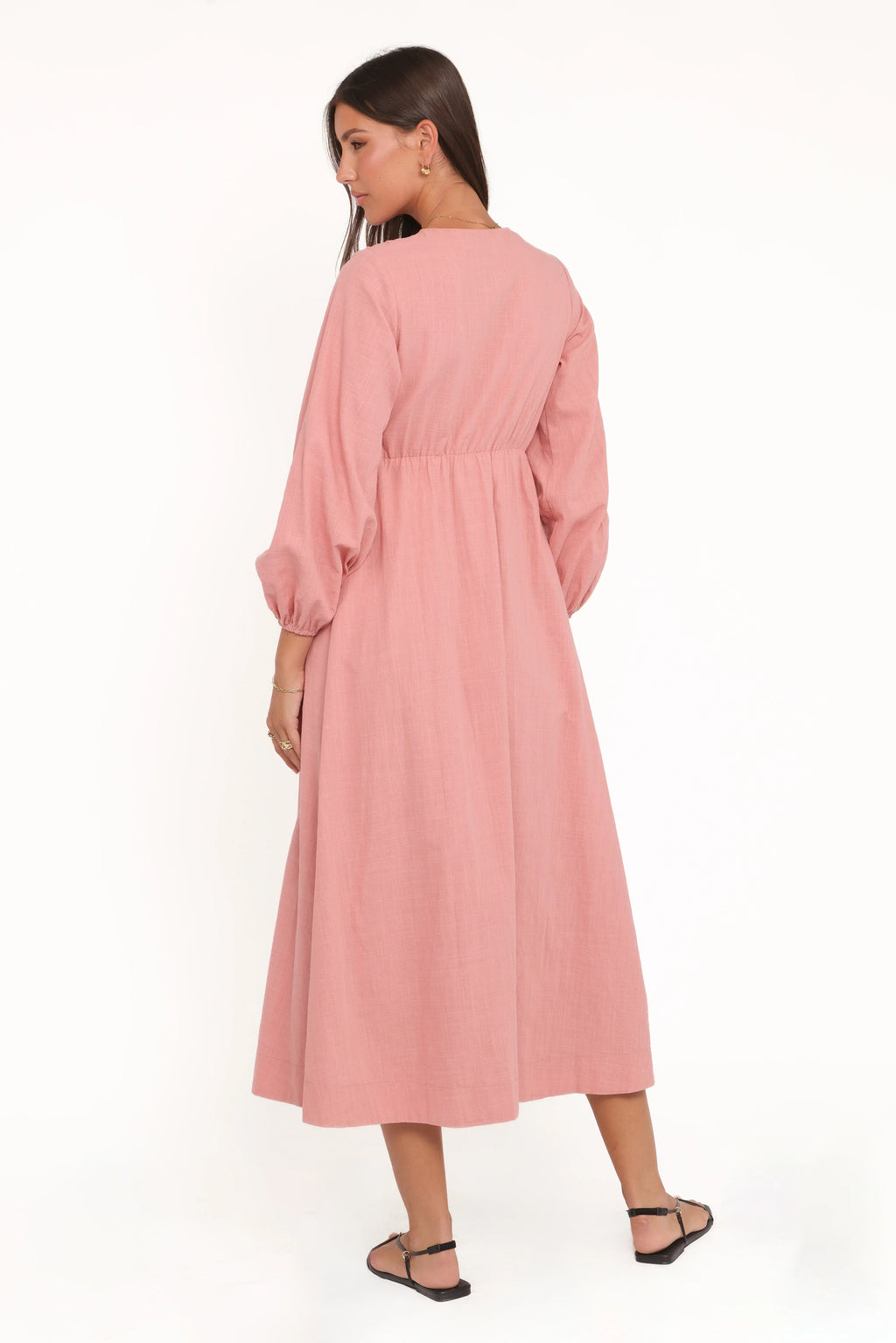 Robe longue Riven à manches longues - Rose